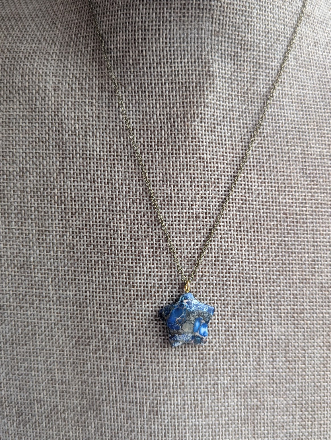 Sea Sediment Jasper Star Brass Necklace (Various Colors Available)