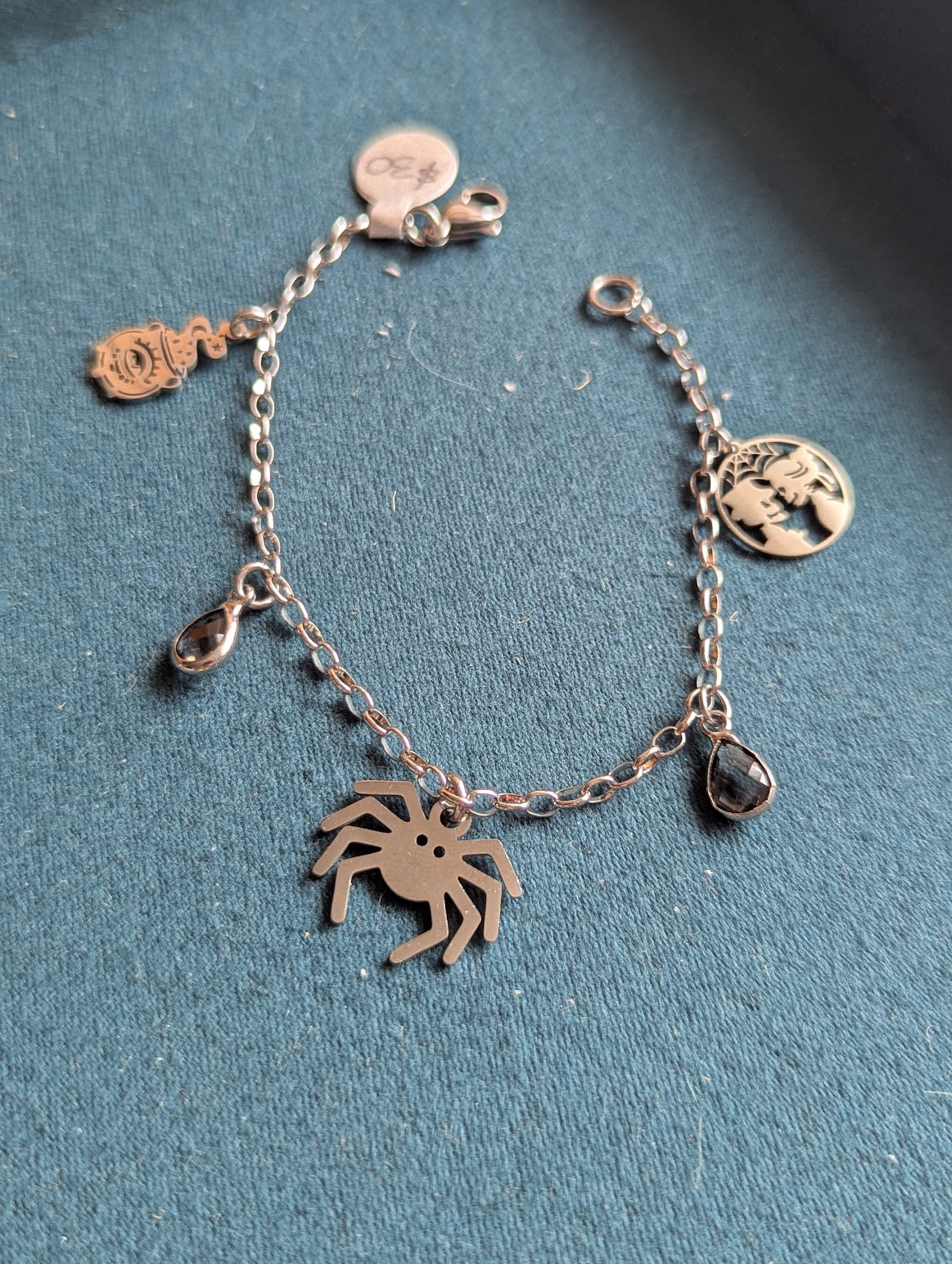 Spooky Halloween Themed Silver Charm Bracelet