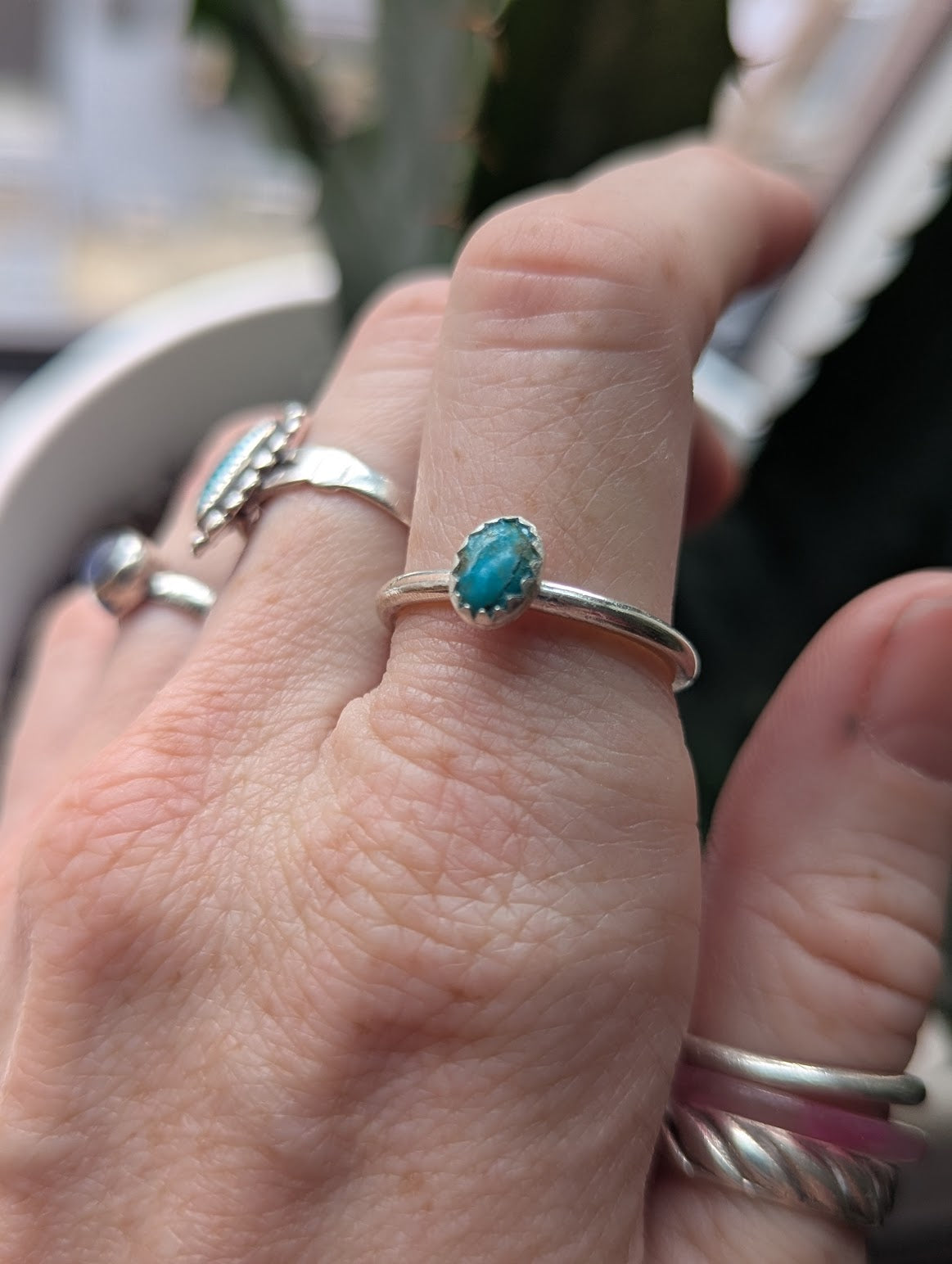 Anillo ovalado de plata de ley con turquesa Royston - Talla 9.5