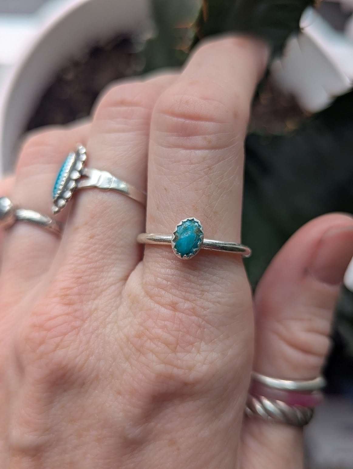 Anillo ovalado de plata de ley con turquesa Royston - Talla 9.5