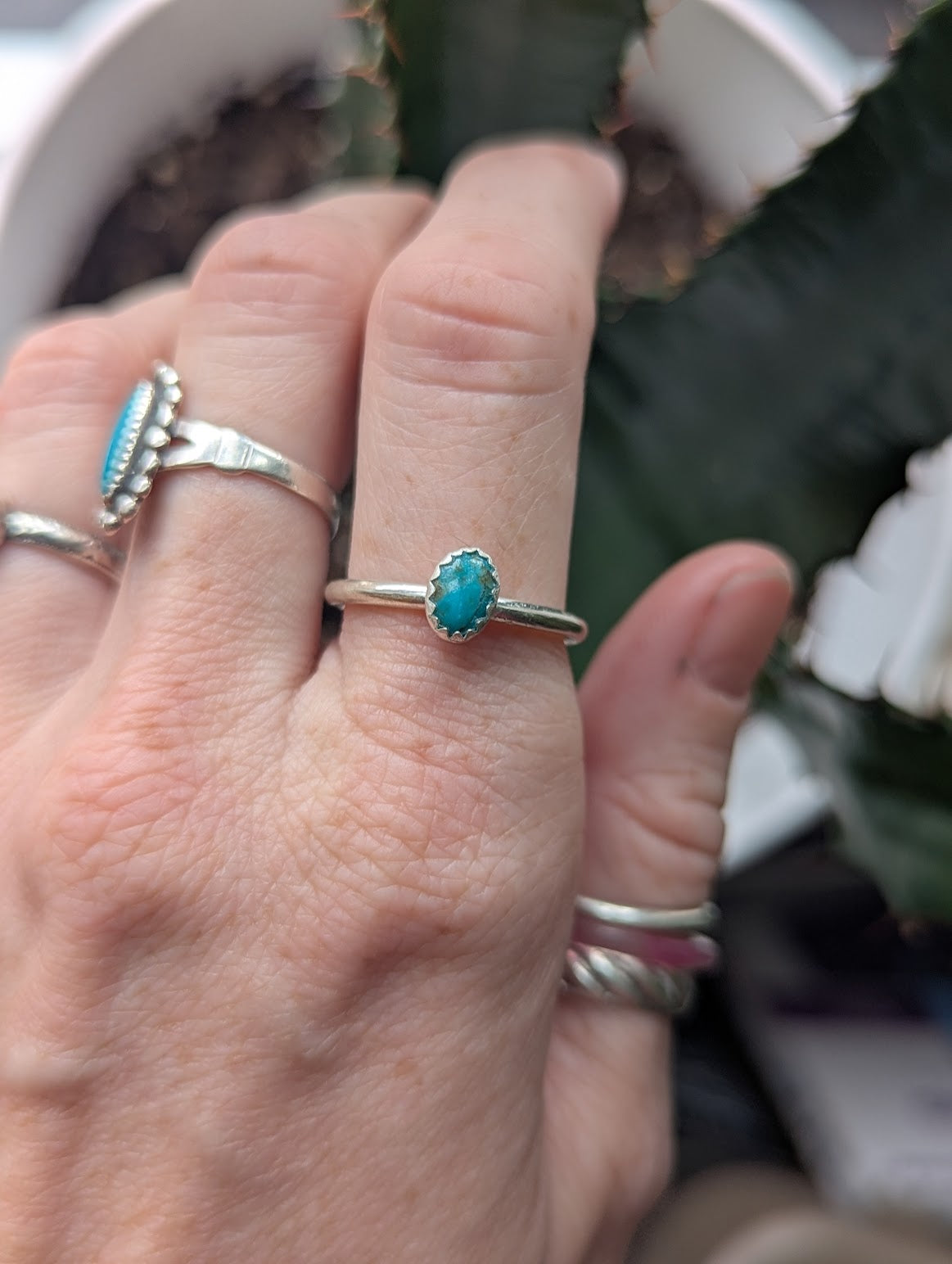 Anillo ovalado de plata de ley con turquesa Royston - Talla 9.5