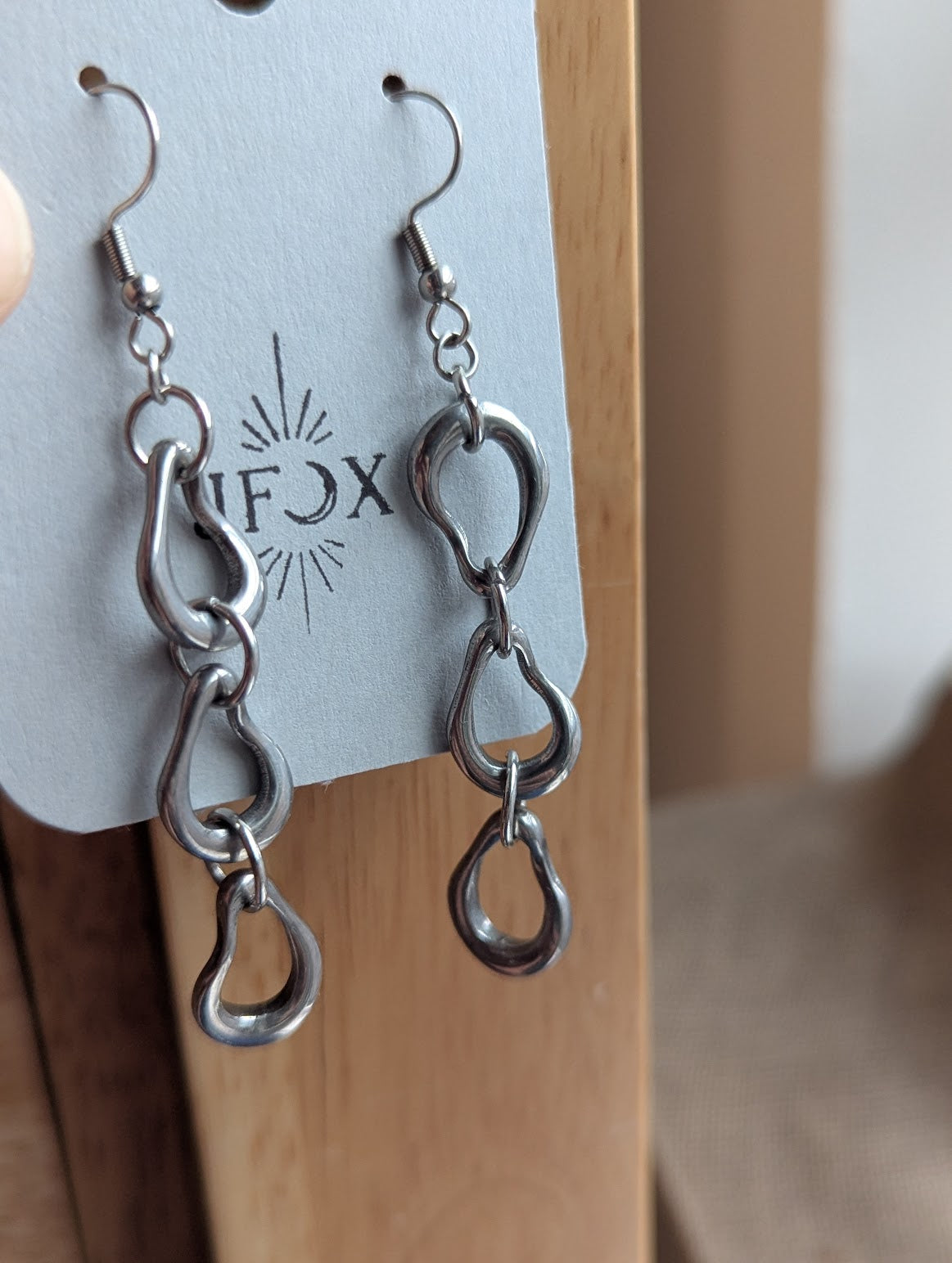 Abstract Silver Trio Earrings