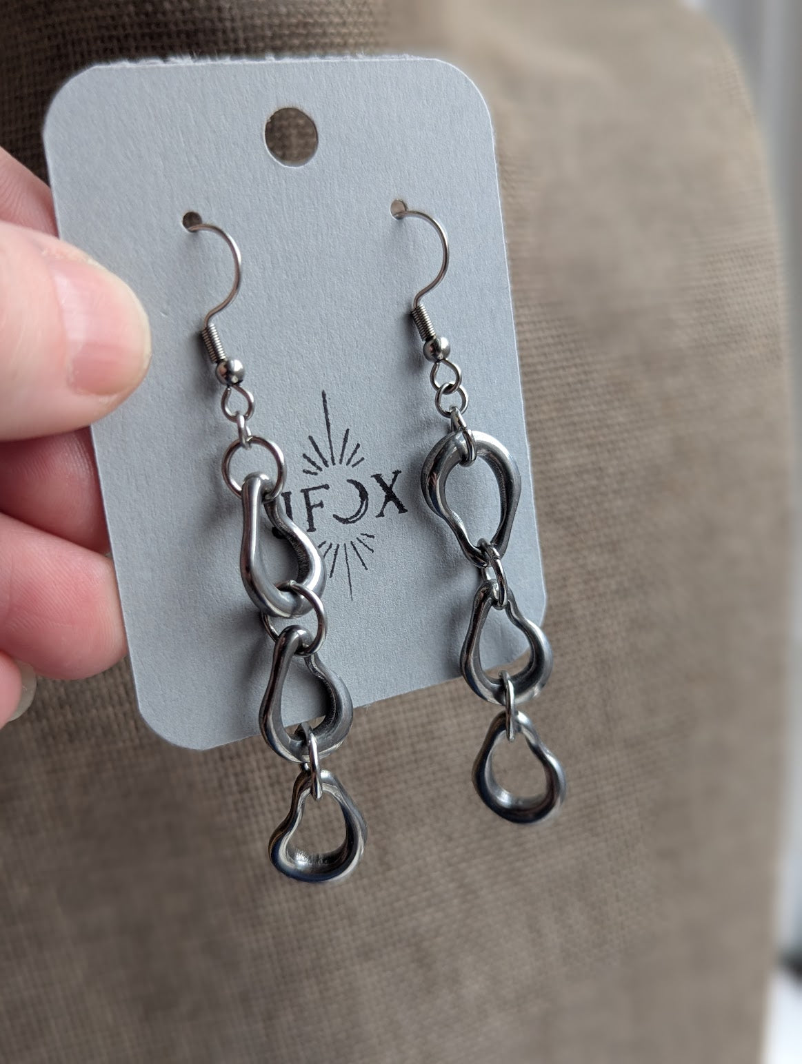Abstract Silver Trio Earrings