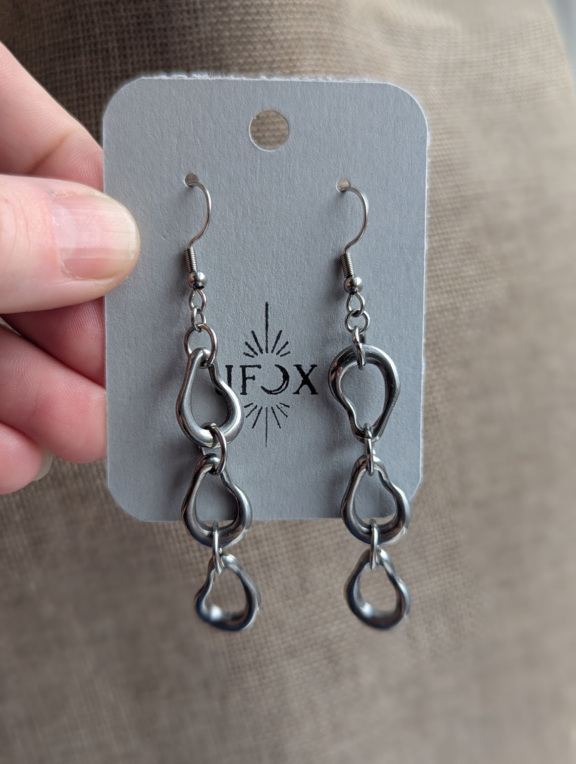 Abstract Silver Trio Earrings