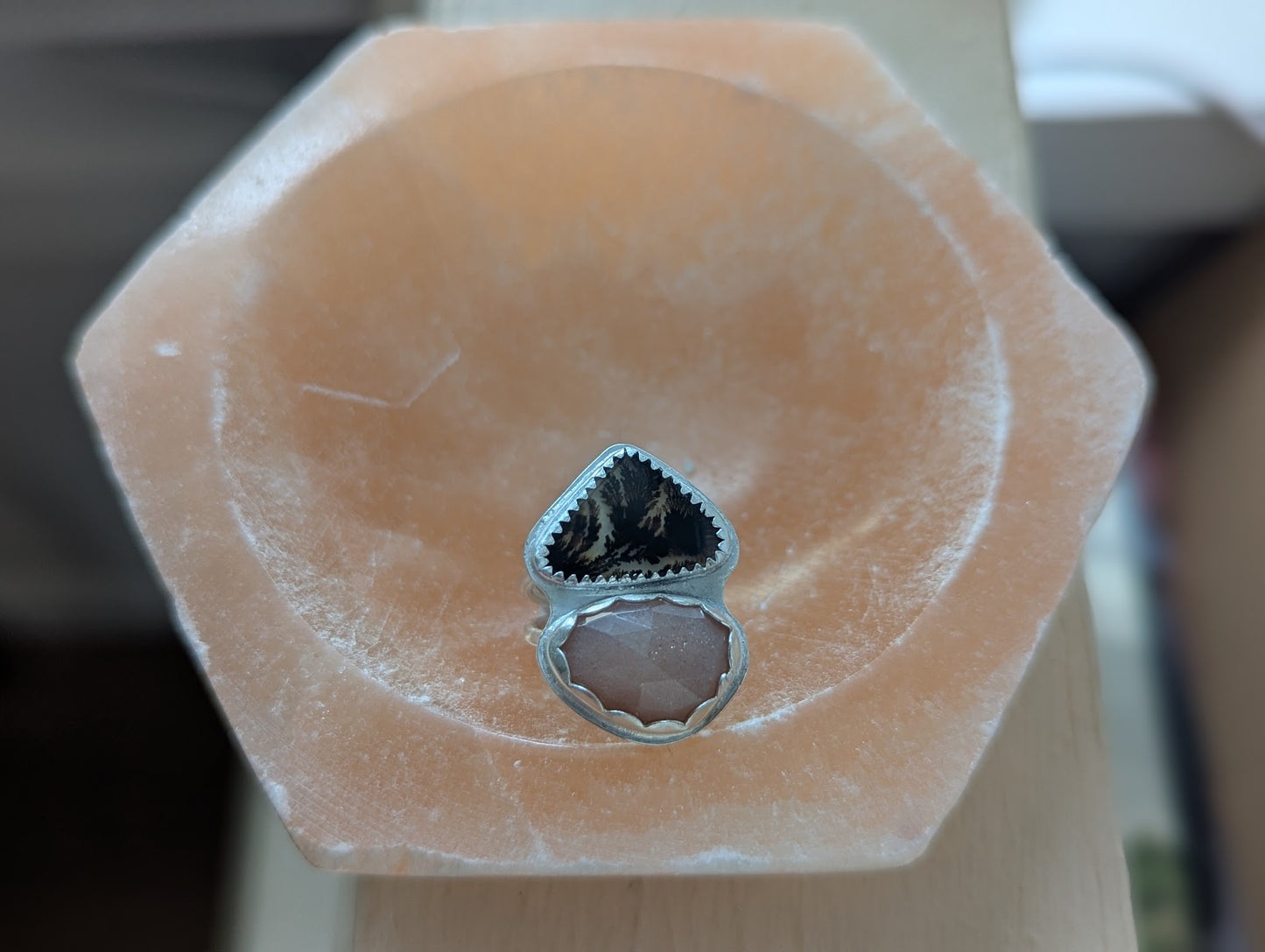 Pink Selenite Hexagon Trinket Dish