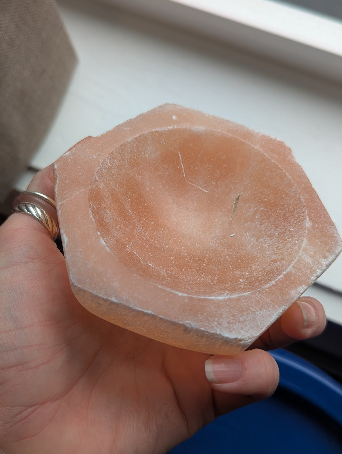 Pink Selenite Hexagon Trinket Dish