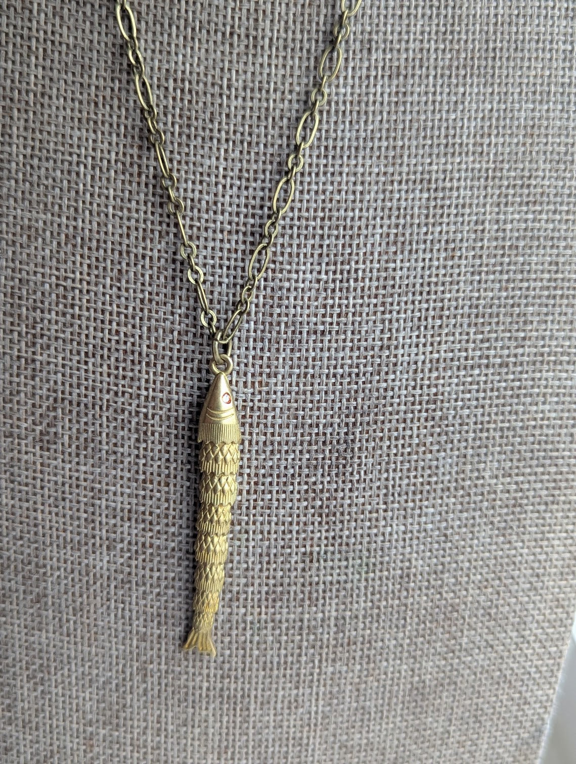 Brass Articulating Fish Necklace