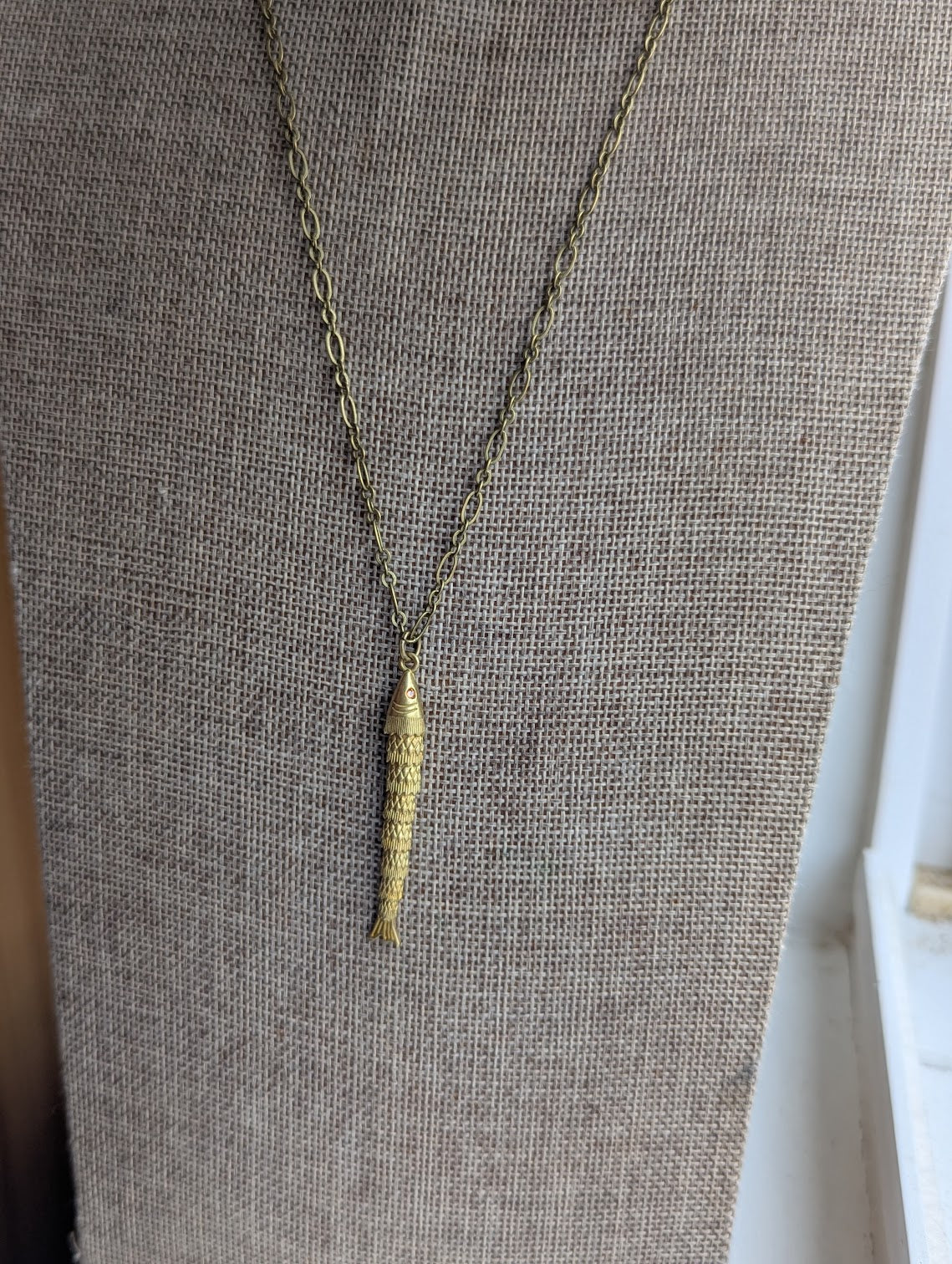 Brass Articulating Fish Necklace