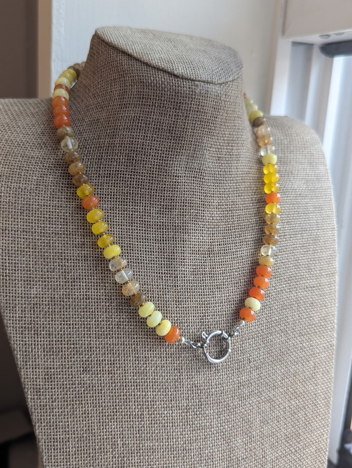Autumnal Rondelle Beaded Necklace (Silver and Gold Available)