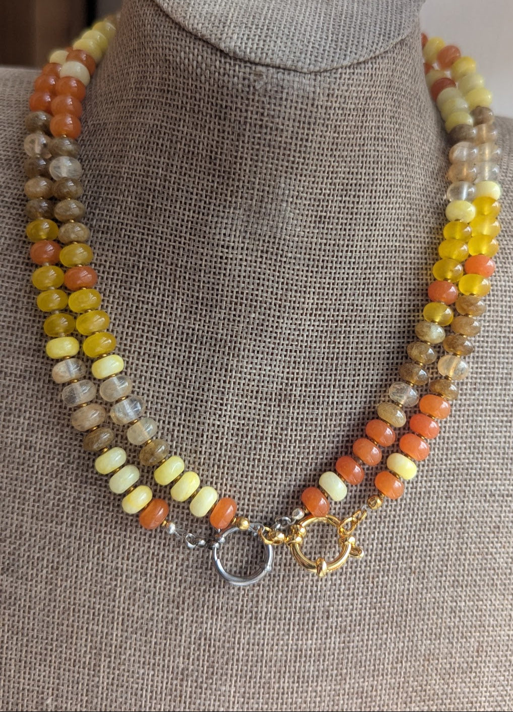 Autumnal Rondelle Beaded Necklace (Silver and Gold Available)
