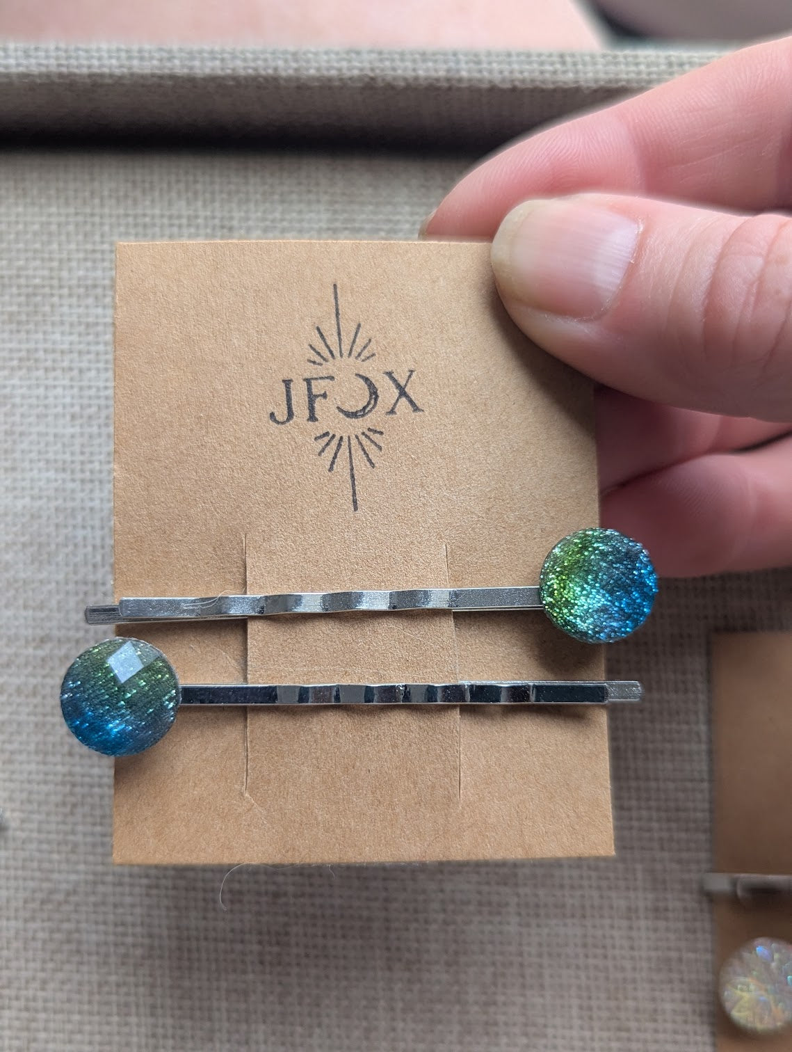 Green and Blue Glitter Bobby Pins
