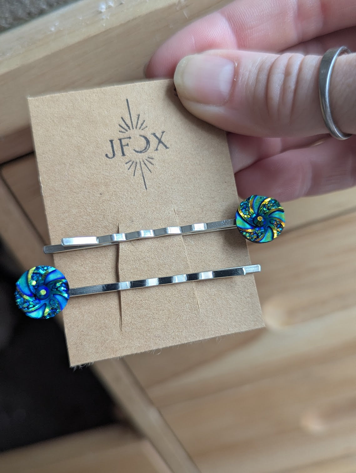 Blue Pin Wheel Bobby Pins