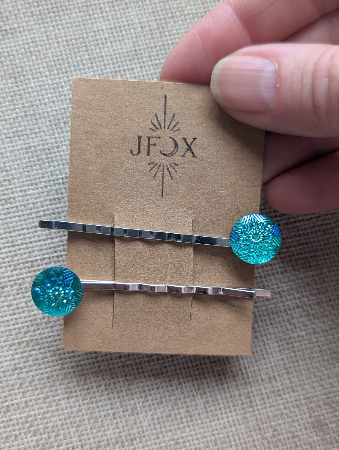 Blue Glitter Snowflake Bobby Pins