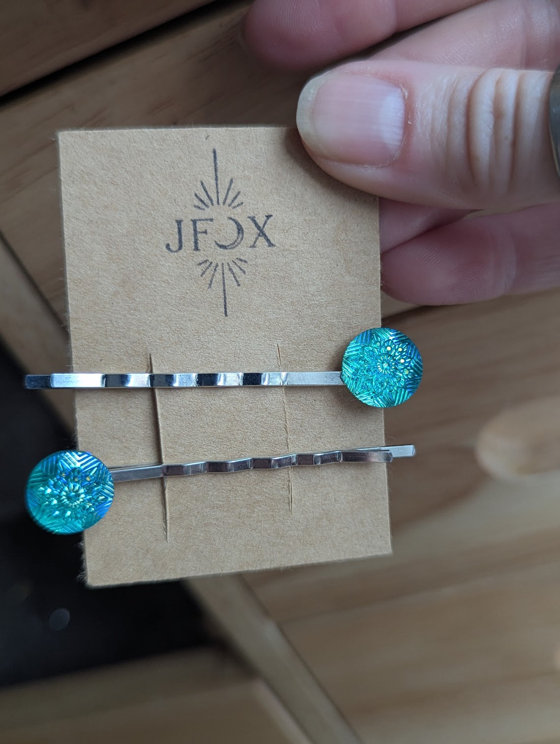 Blue Glitter Snowflake Bobby Pins