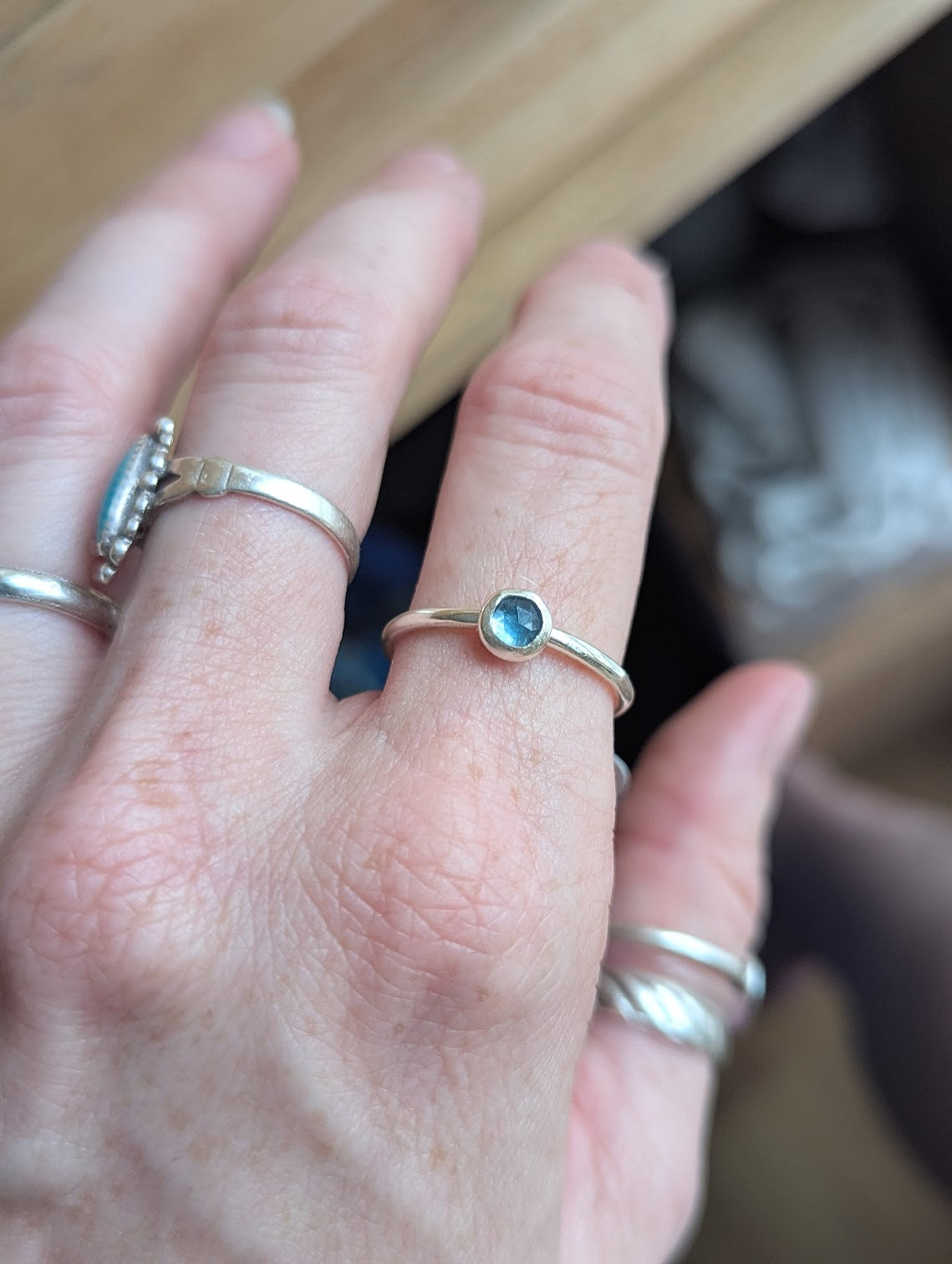 5mm Faceted Dark Aqua Kyanite Rings (Various Sizes Available)
