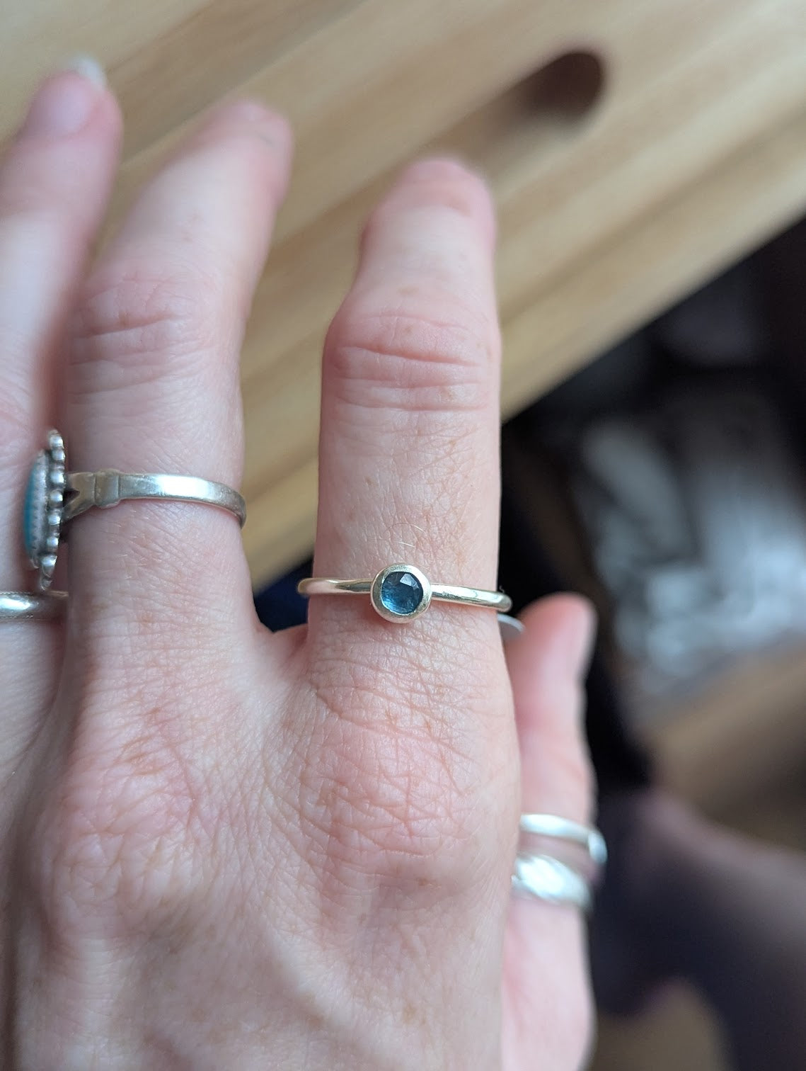 5mm Faceted Dark Aqua Kyanite Rings (Various Sizes Available)