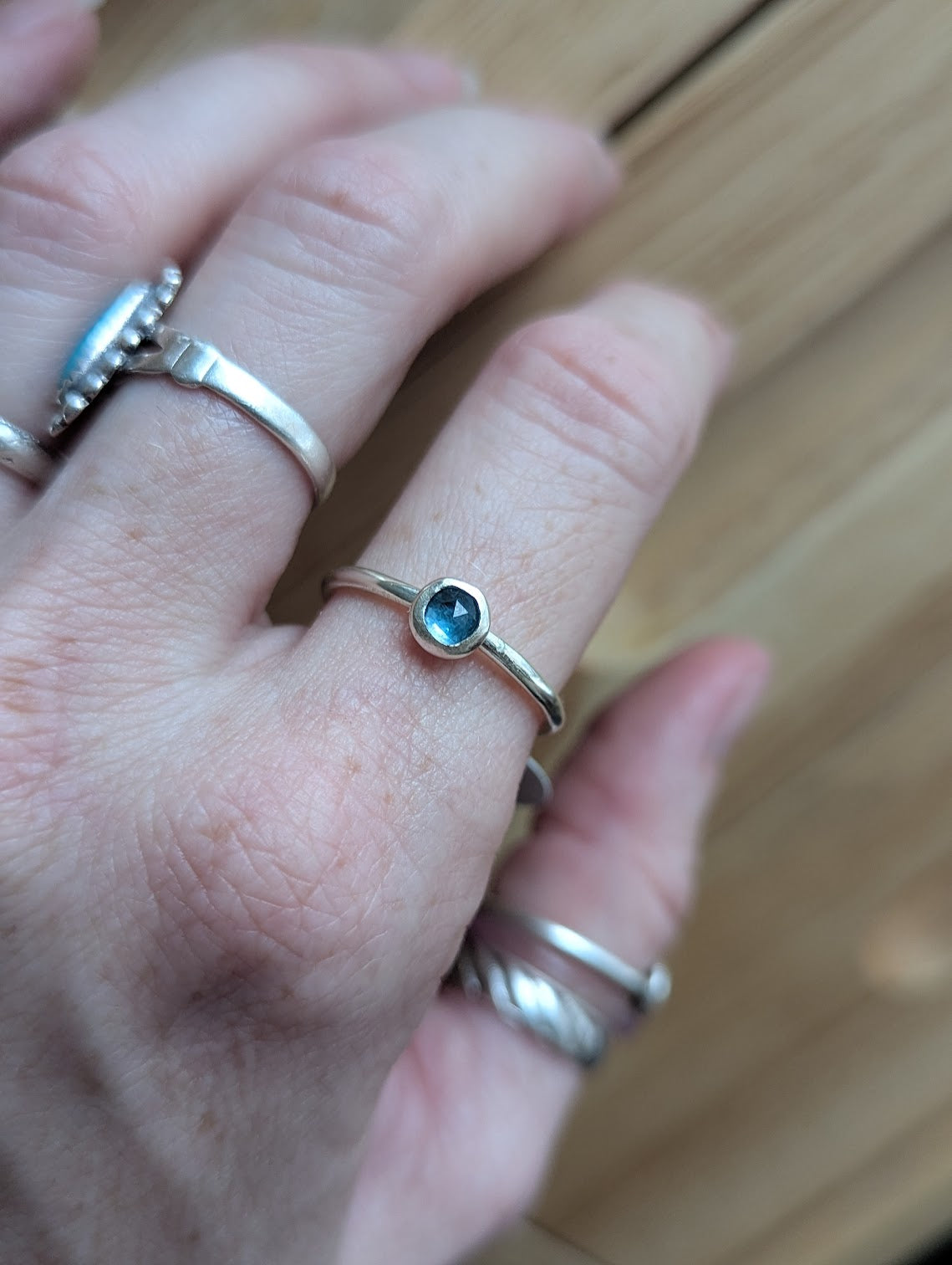 5mm Faceted Dark Aqua Kyanite Rings (Various Sizes Available)