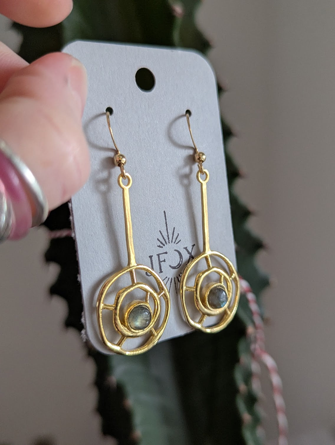 Gold Nest Labradorite Earrings