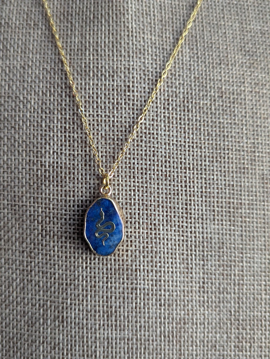 Lapis Lazuli Gold Snake Necklace