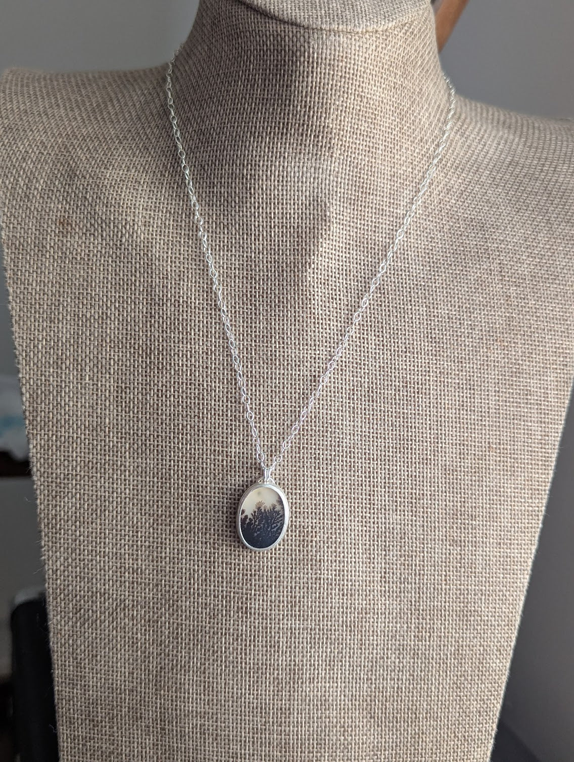 Dendritic Agate Mixed Metal Necklace