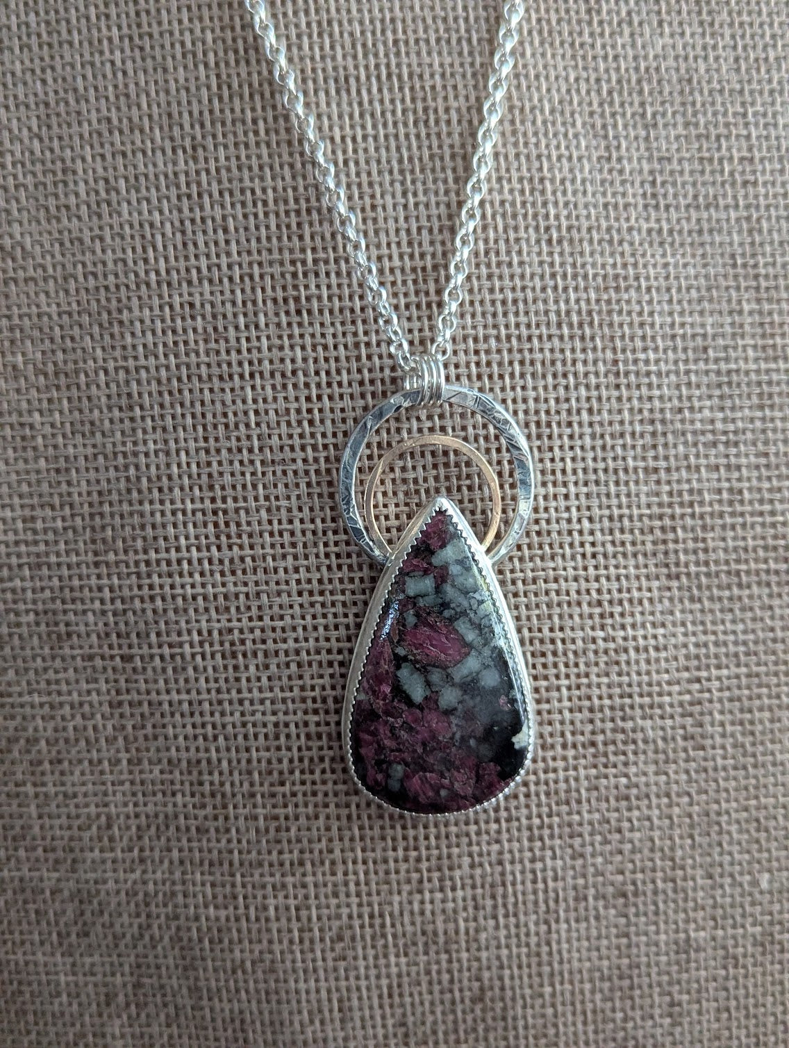 Eudialyte Gold and Silver Full Circle Necklace