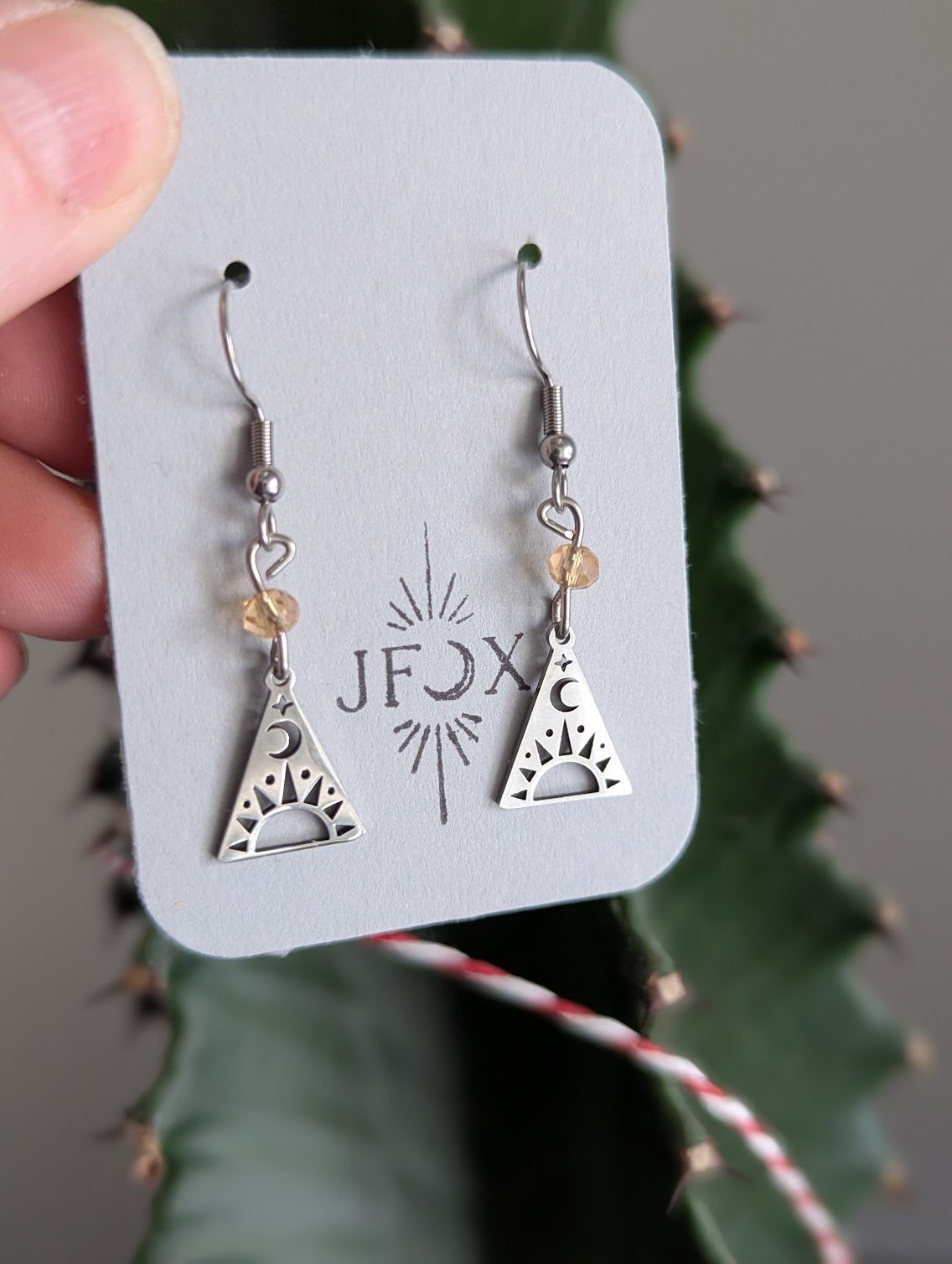 Sun Moon Mountain Silver Earrings