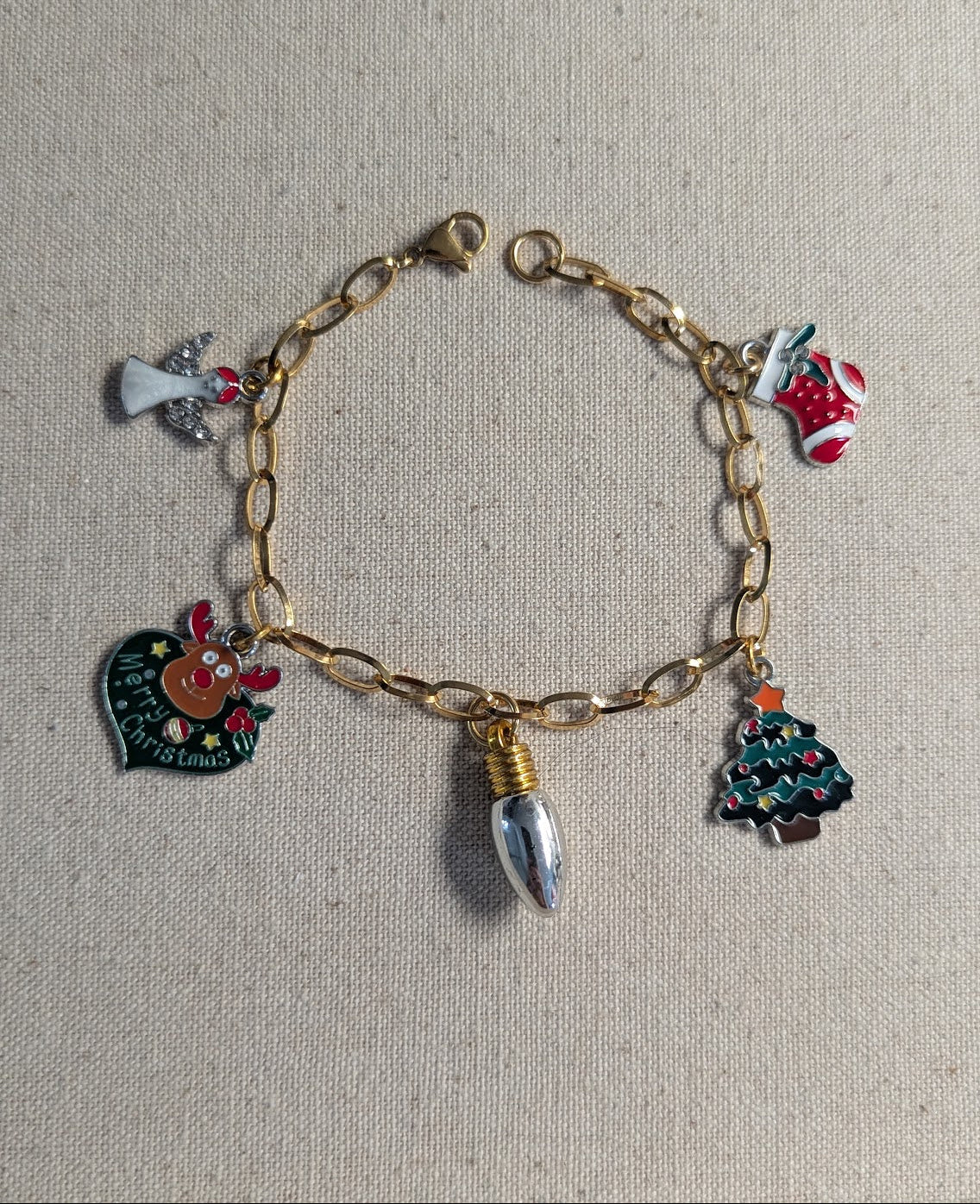 Gold Christmas Charm Bracelet (Various Styles Available)