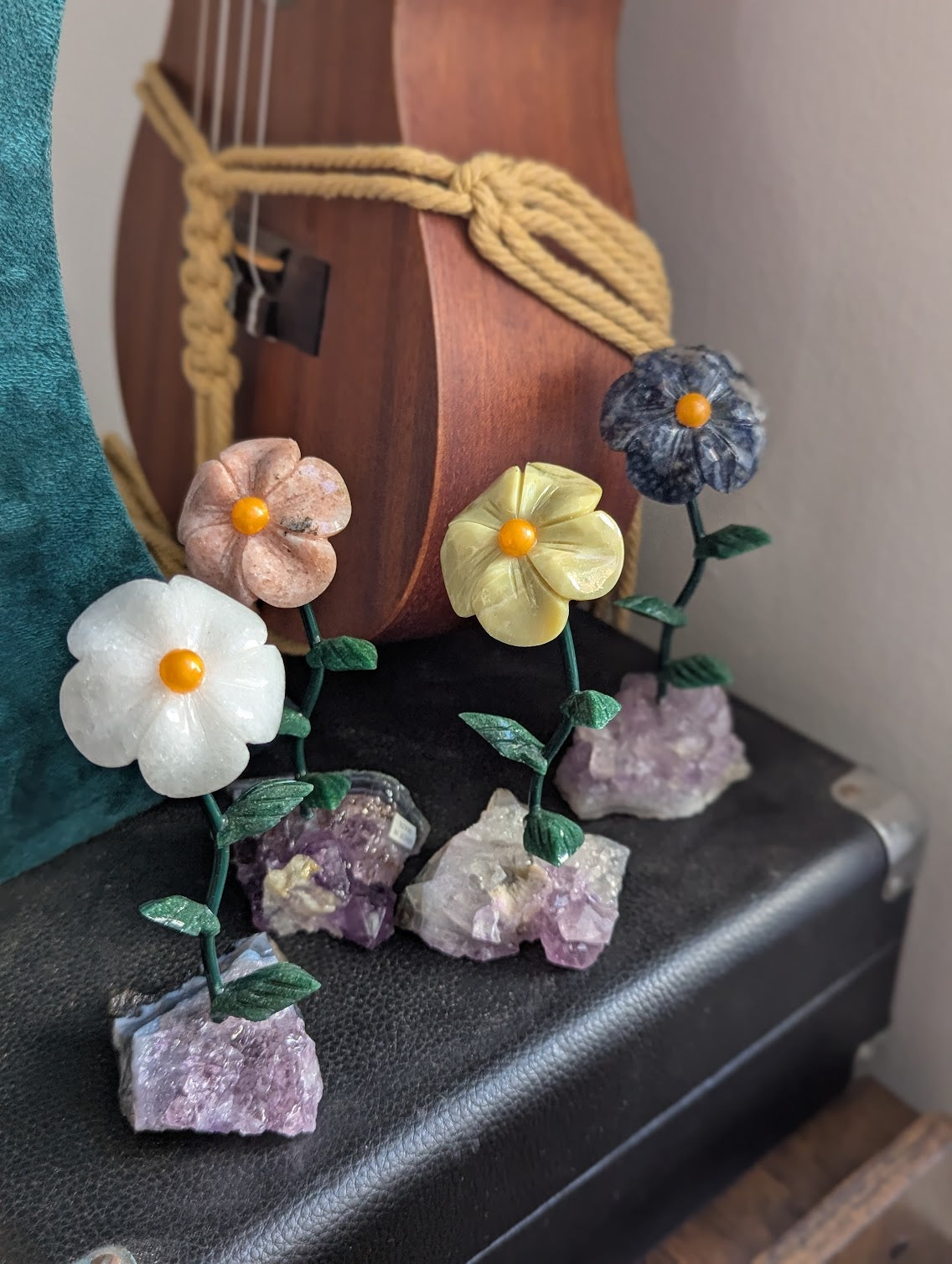 Pink Carved Gemstone Flower