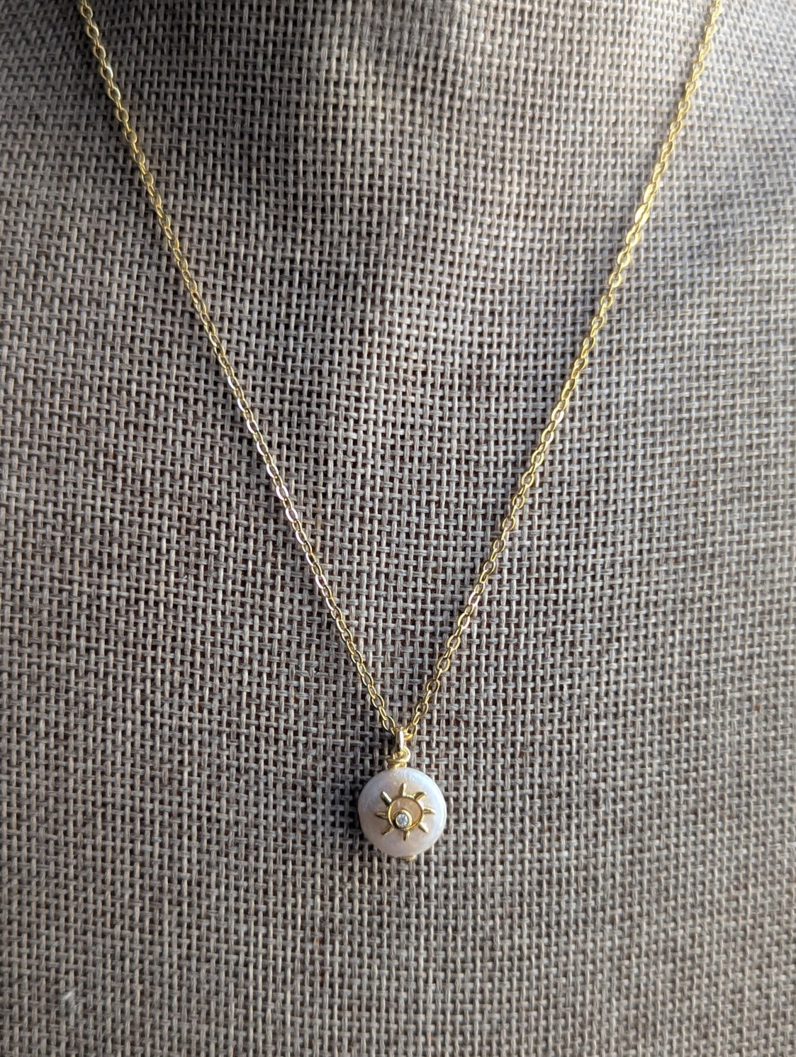Freshwater Pearl Gold Sun Necklace
