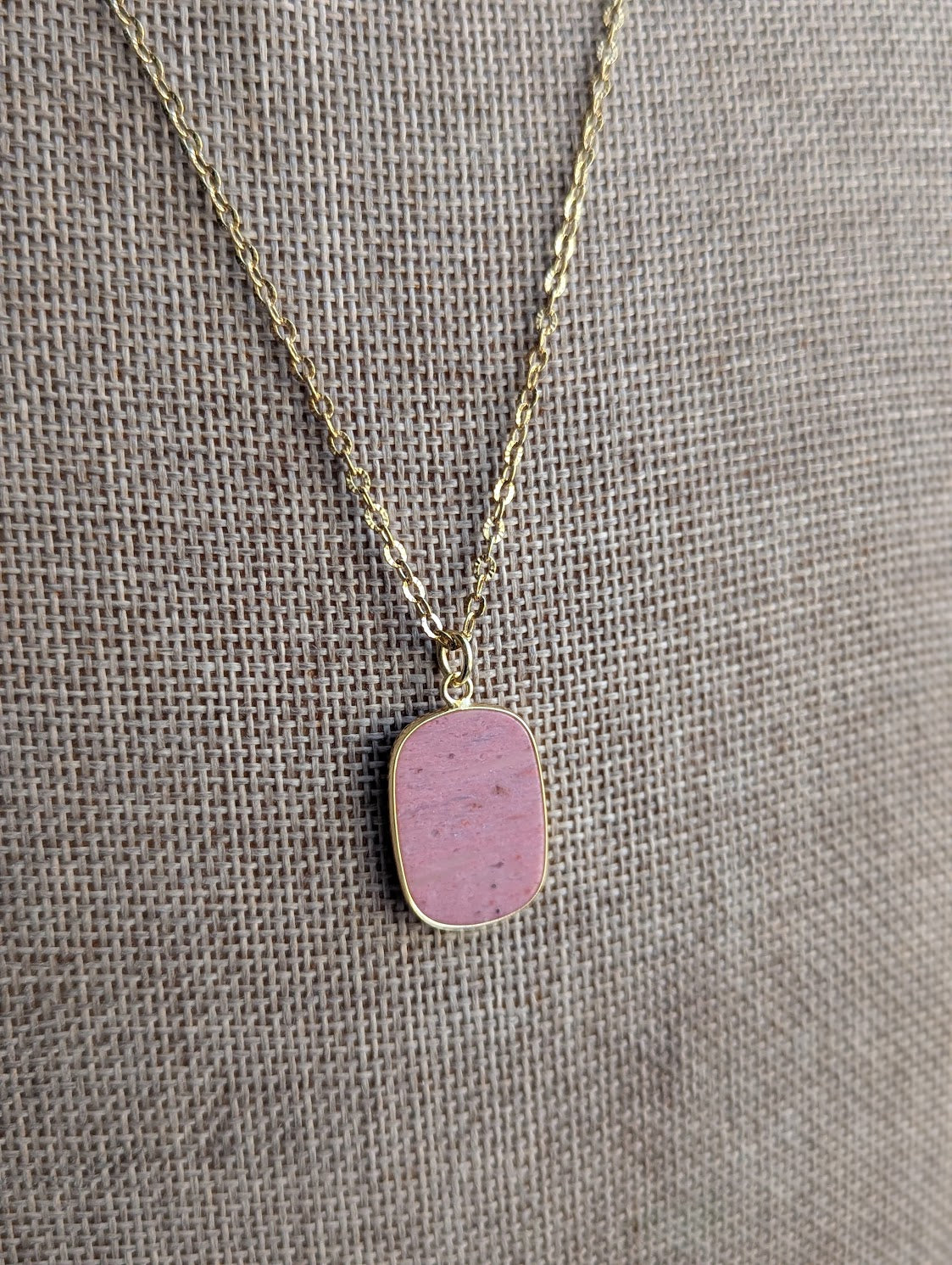 Rhodonite Gold Stainless Necklace