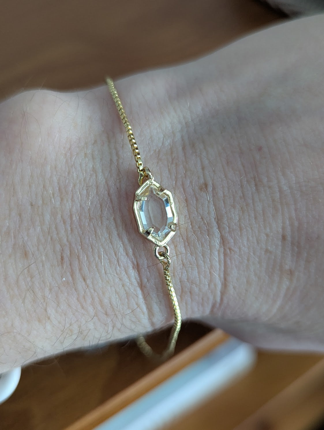 Clear Crystal Geometric Gold Slide Bracelet