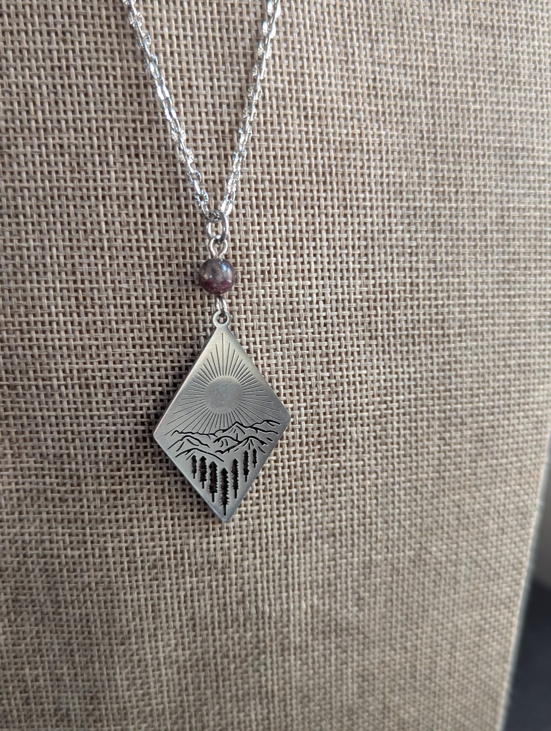 Silver Sun Mountainscape Eudialyte Necklace