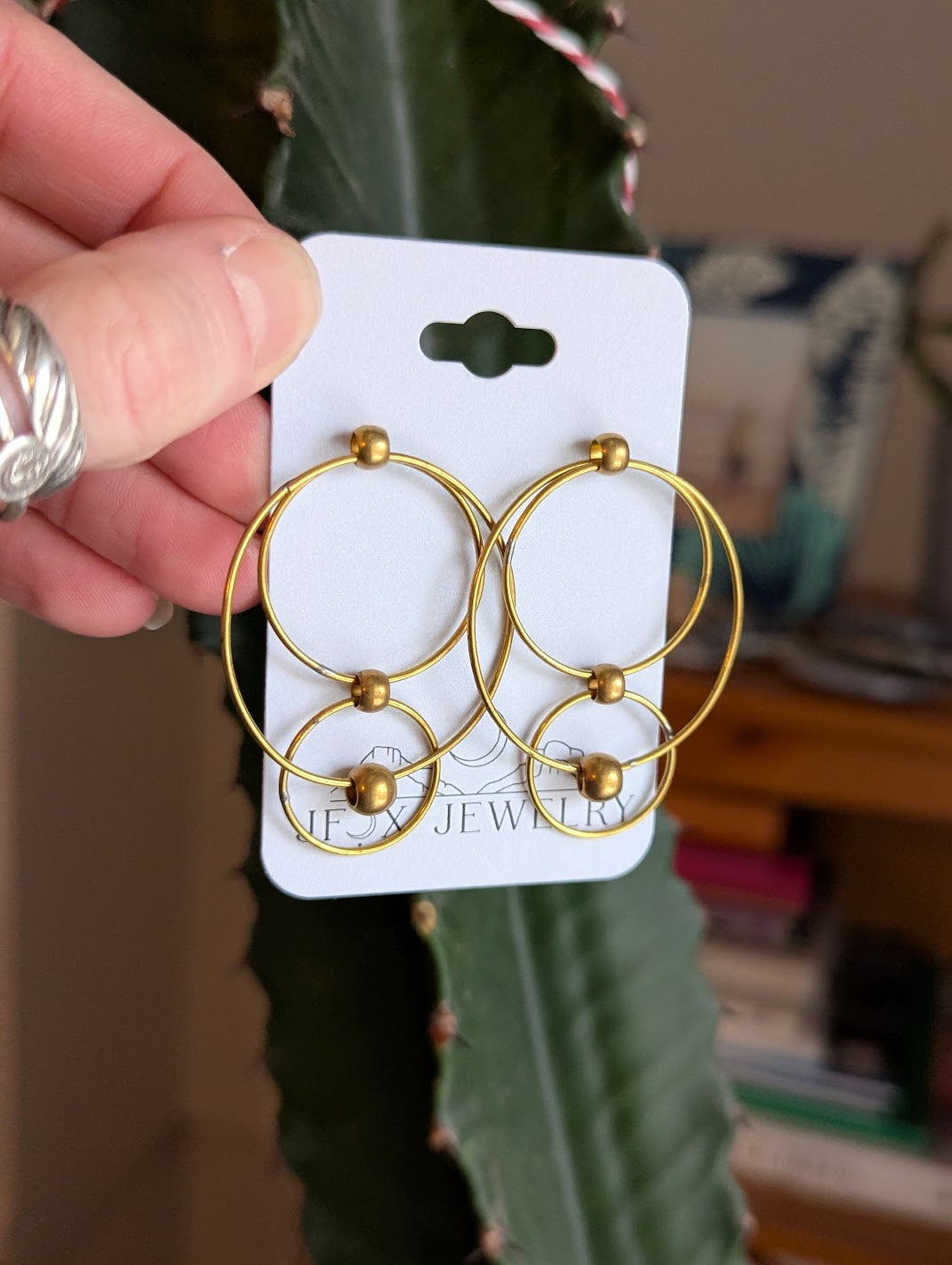 Brass Orbital Galactic Post Earrings