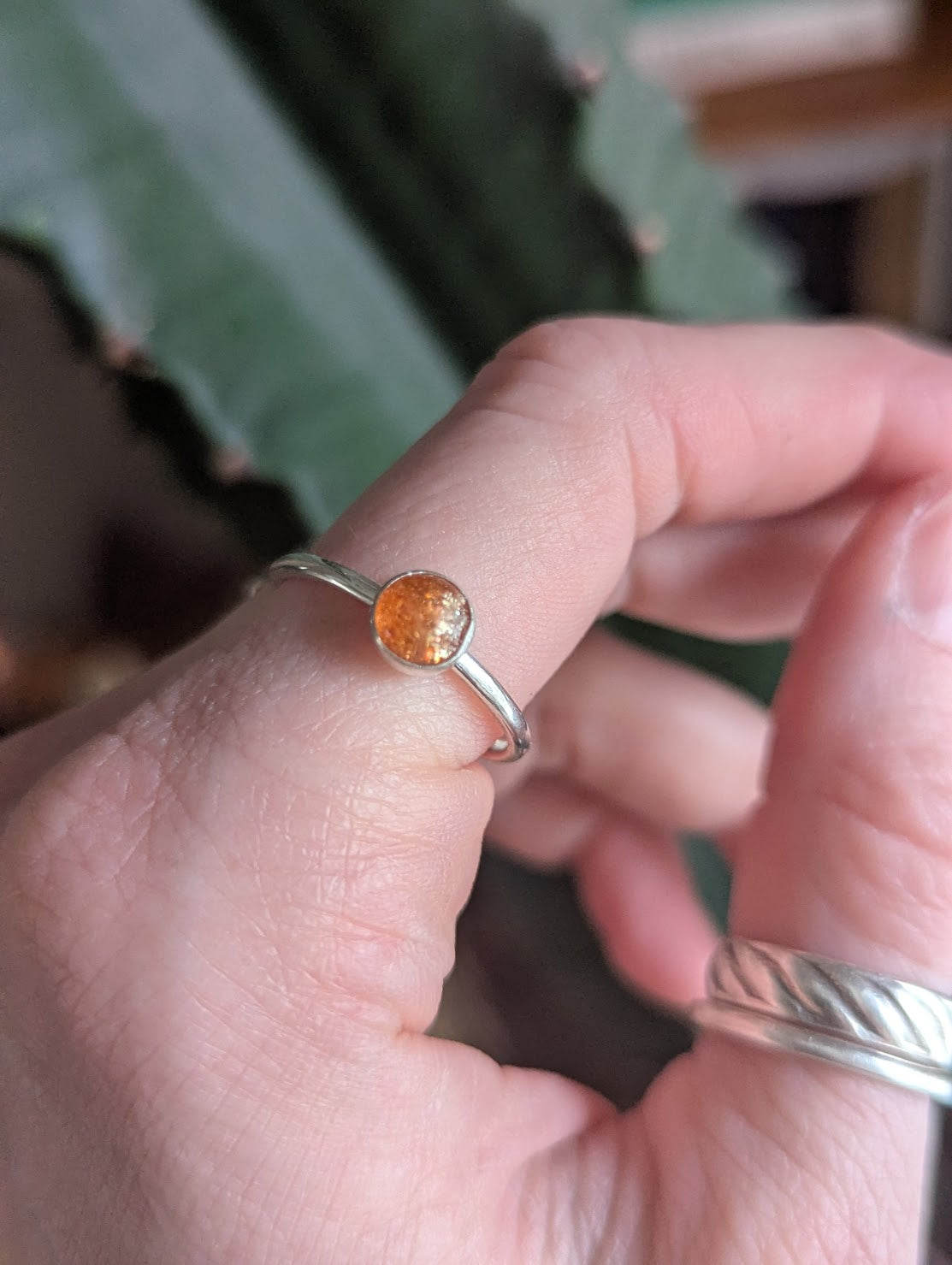6mm Sunstone Sterling Silver Ring (Ready to Ship) Size 9