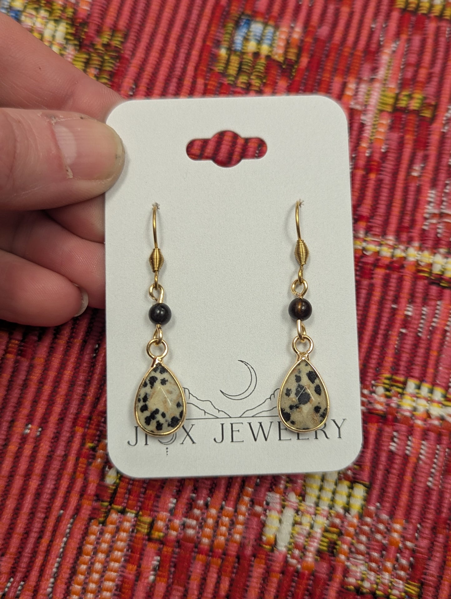 Dalmatian Jasper Tear Drop Earrings