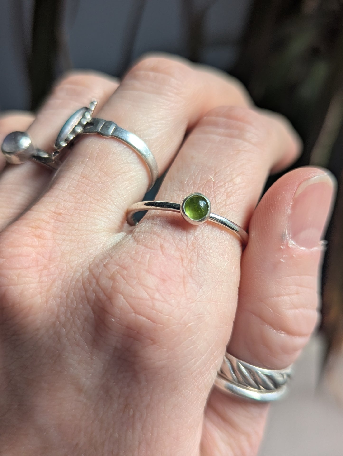 5mm Peridot Silver Stacker Ring (Made To Order - various sizes available)