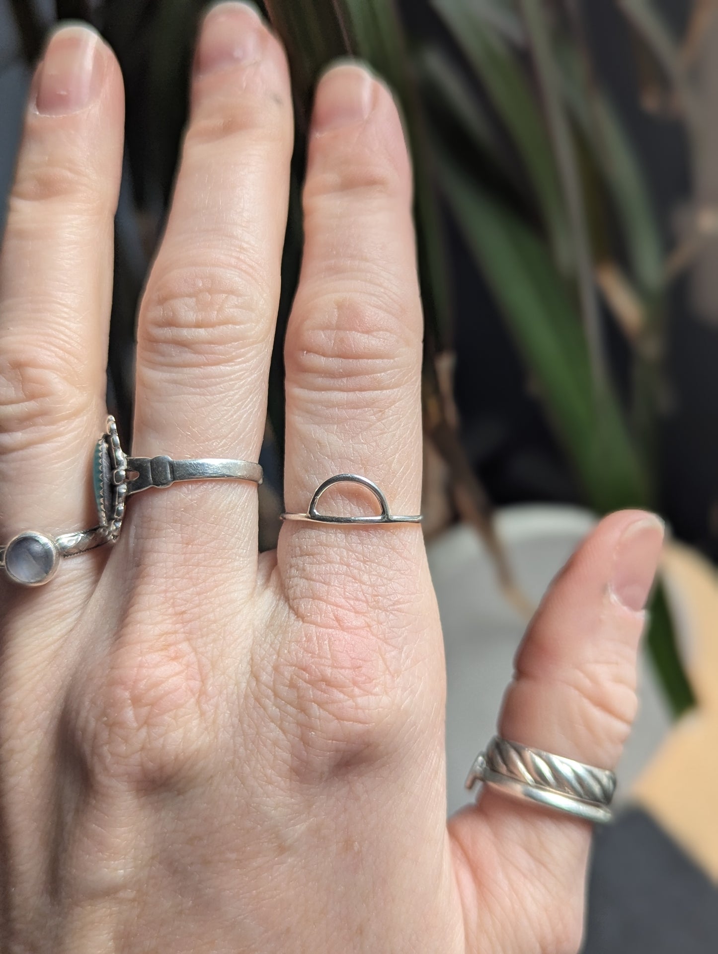 Arch Rainbow Silver Wire Sterling Ring (ready to ship) Size 7