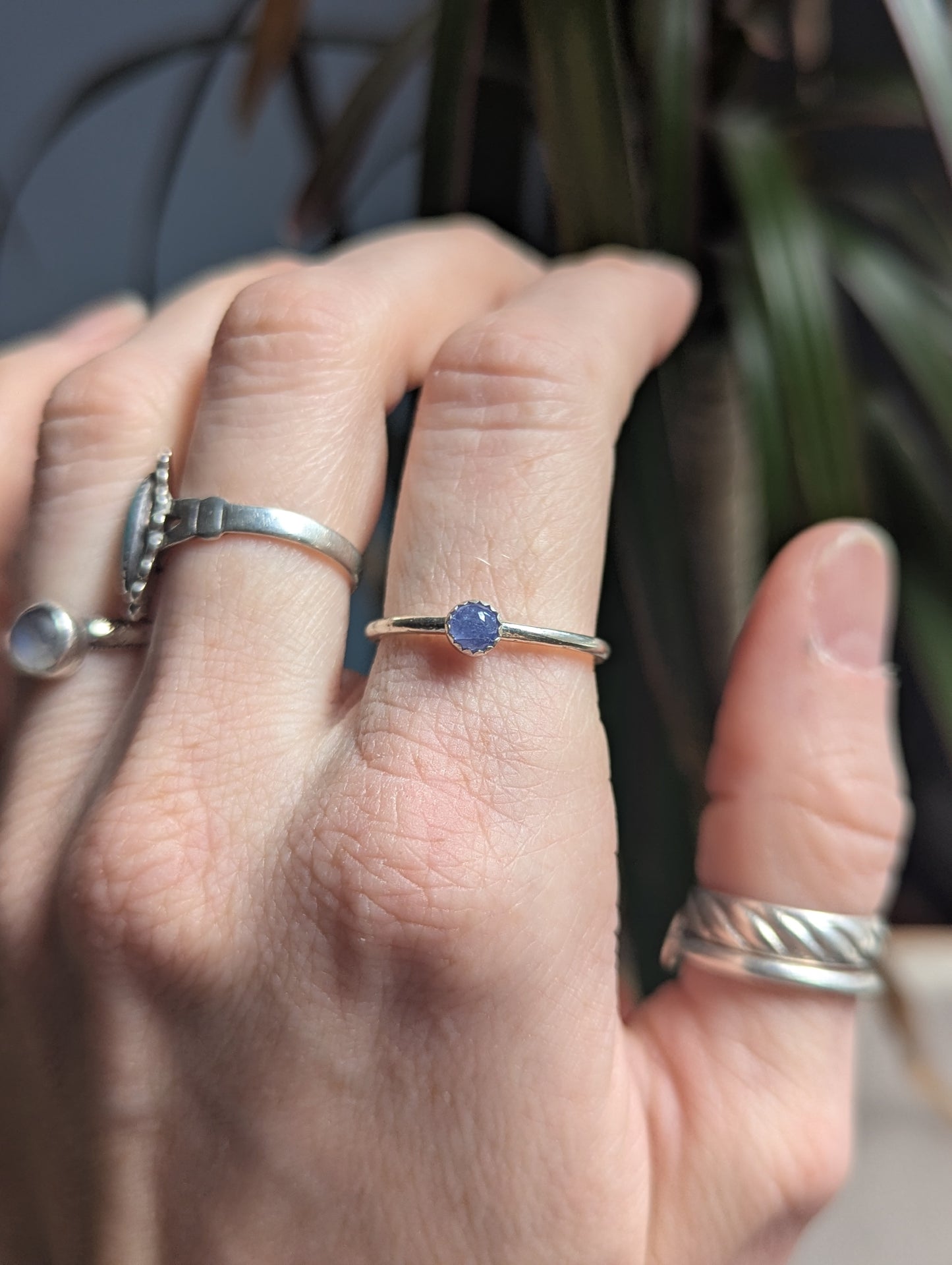 4mm Tanzanite Silver Stacker Ring (Made To Order - various sizes available)