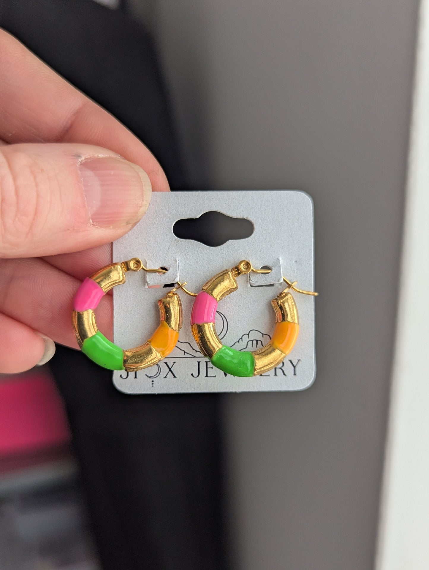 Bright Color Enamel Gold Hoops