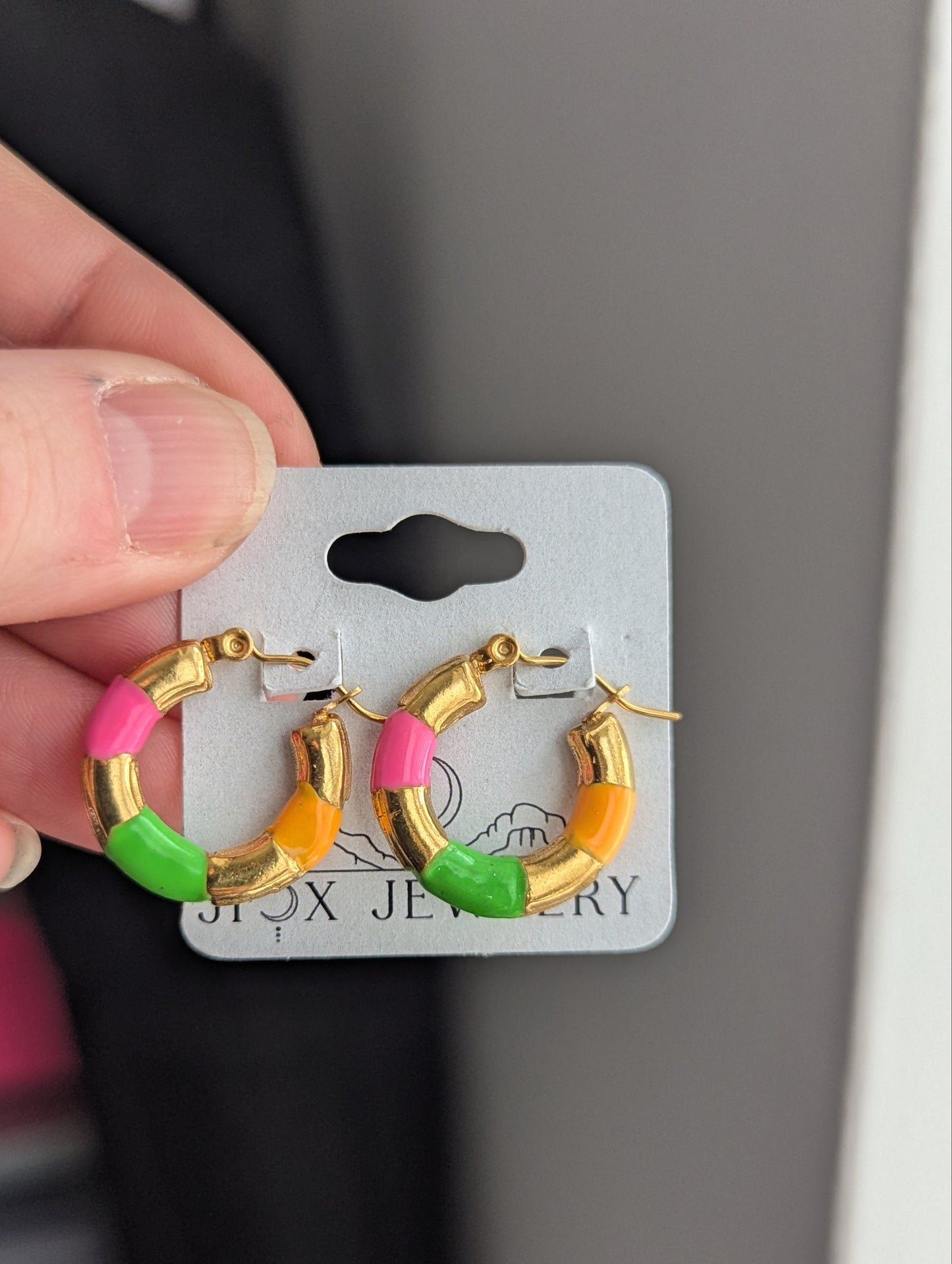 Bright Color Enamel Gold Hoops