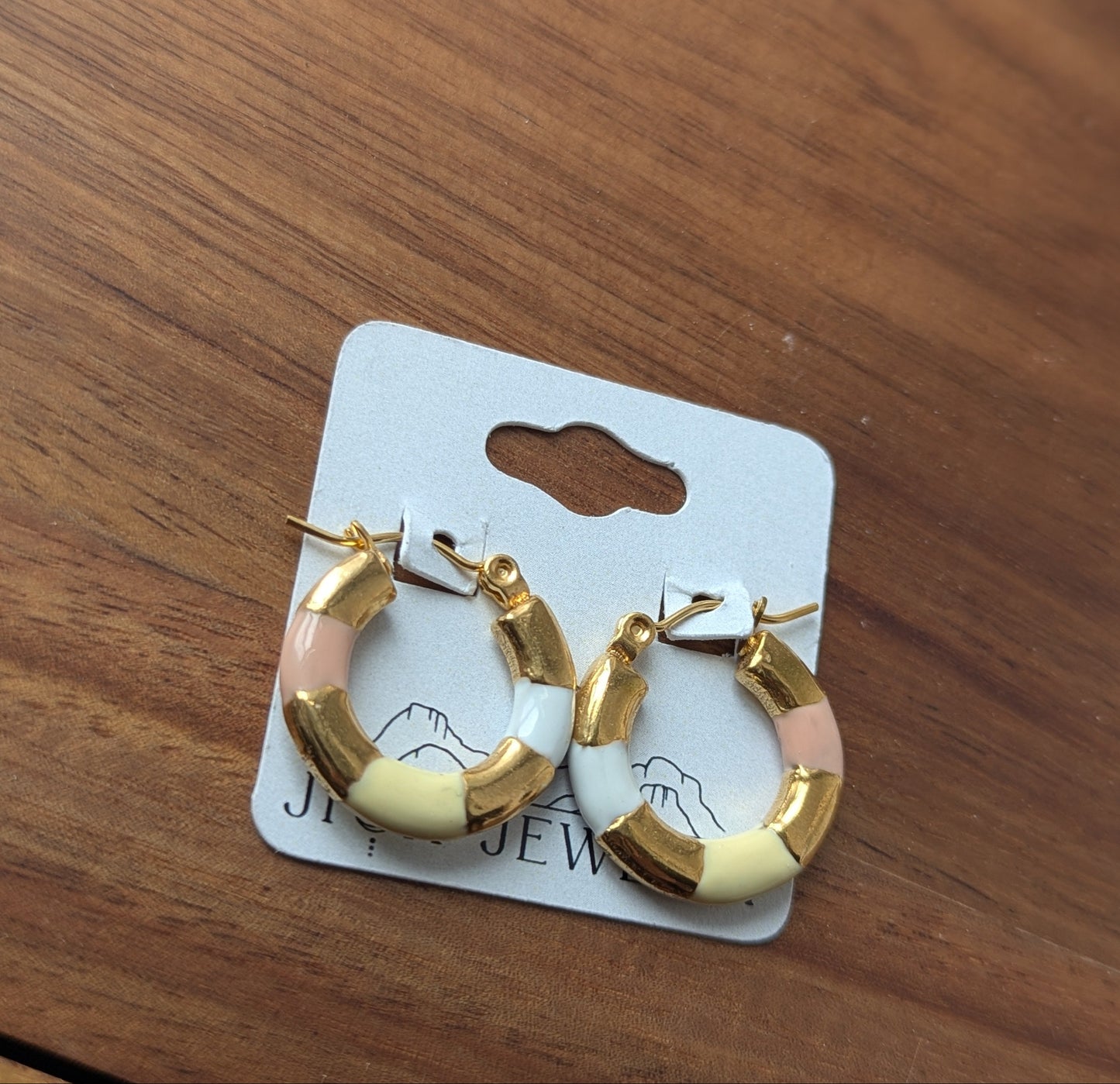 Pastel Color Enamel Gold Hoops