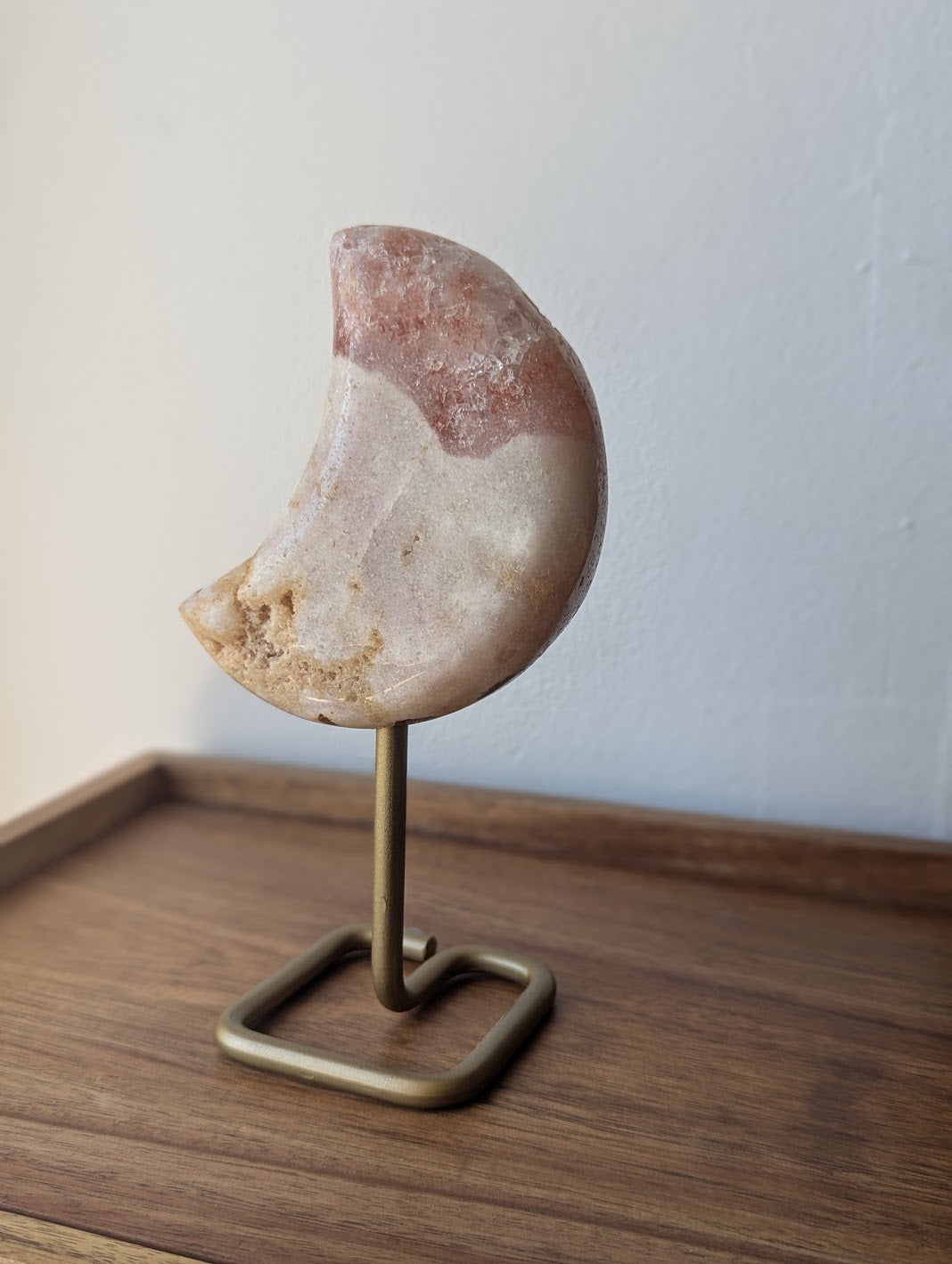 Pink Amethyst Crescent Moon Stand