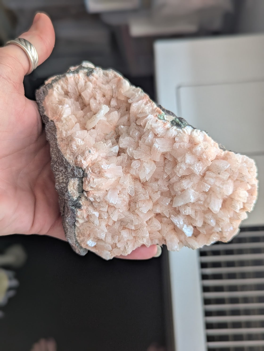 Pink Heulandite in Geode Mineral Specimen