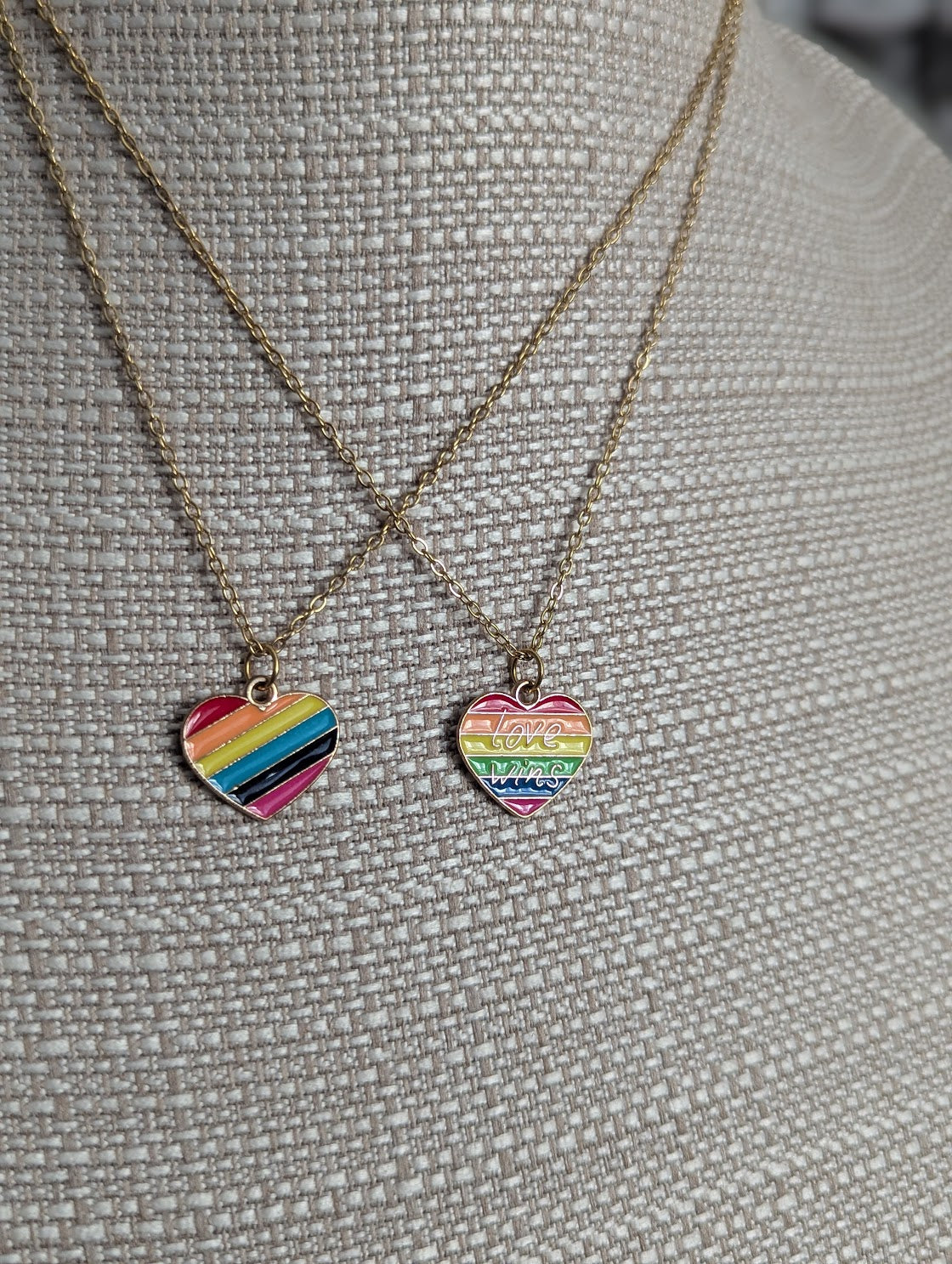 Rainbow Pride Gold Necklace 17" Chain (Various Styles Available)
