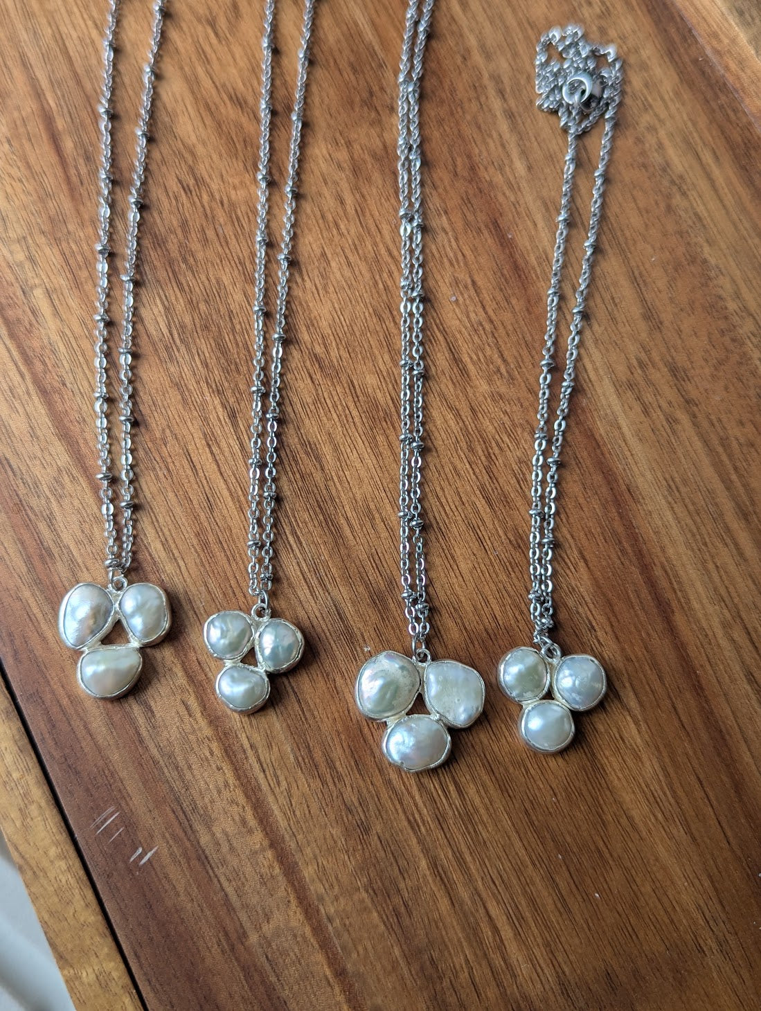 Freshwater Pearl Trio Silver Necklace