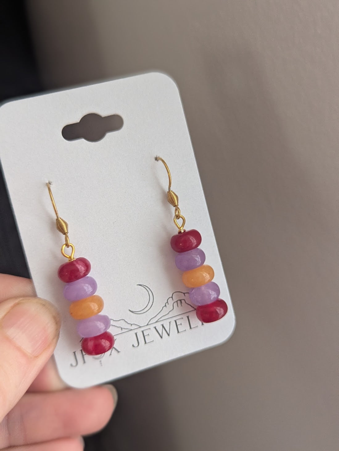Pink Purple Orange Drop Earrings