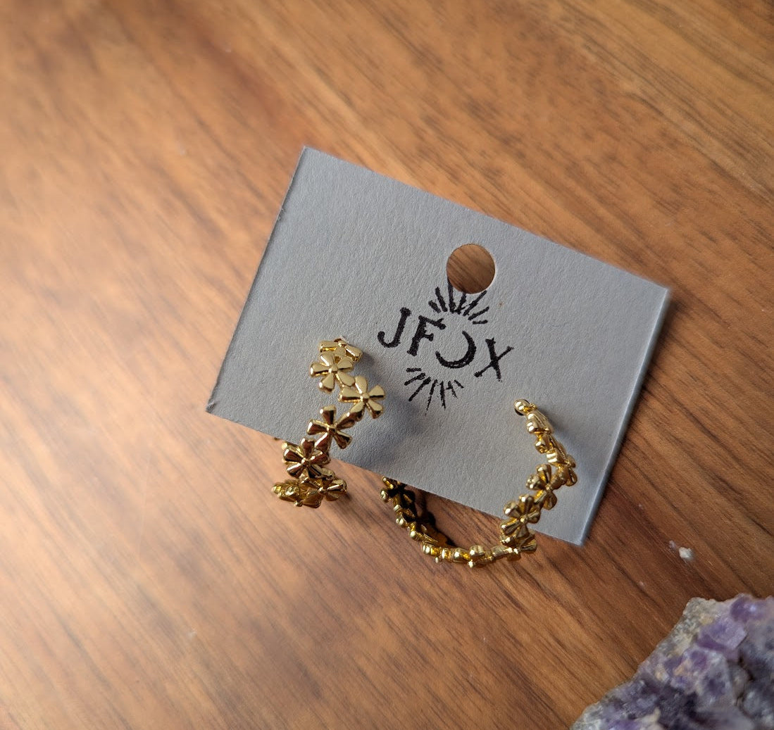 Gold Daisy Hoops