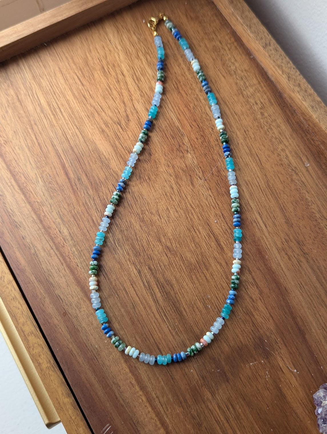 Sea Mist Small Rondelle Beaded Necklace