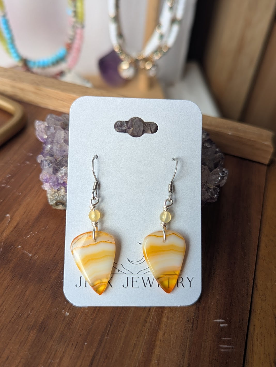 Orange Carnelian Agate Silver Earrings (Various Options Available)