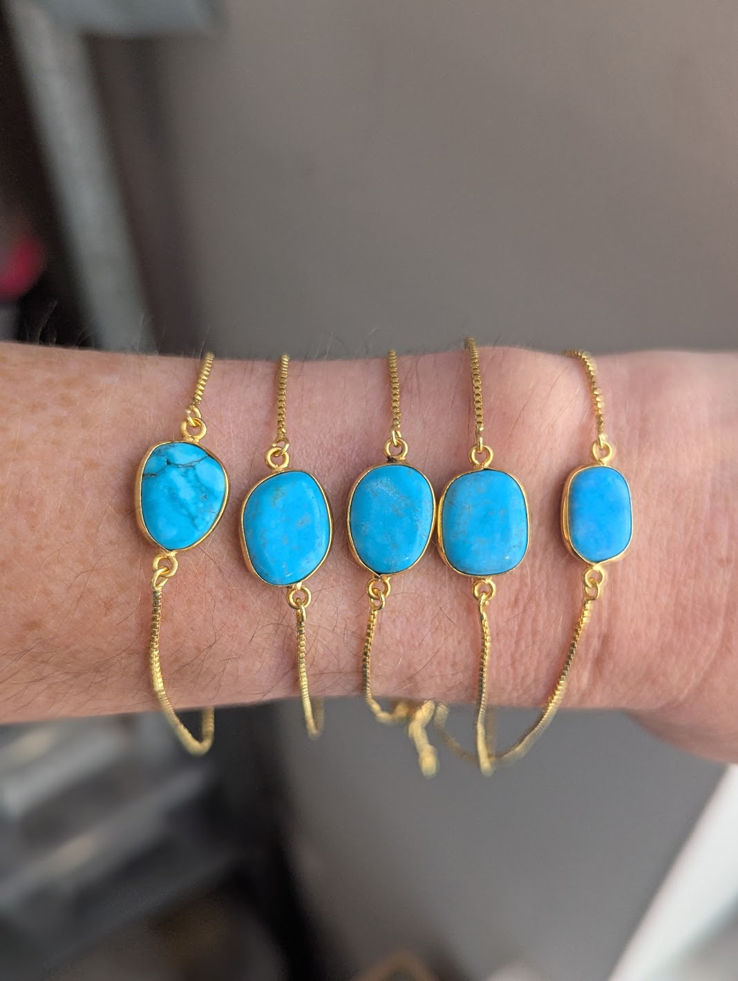 Turquoise Gold Slider Bracelet